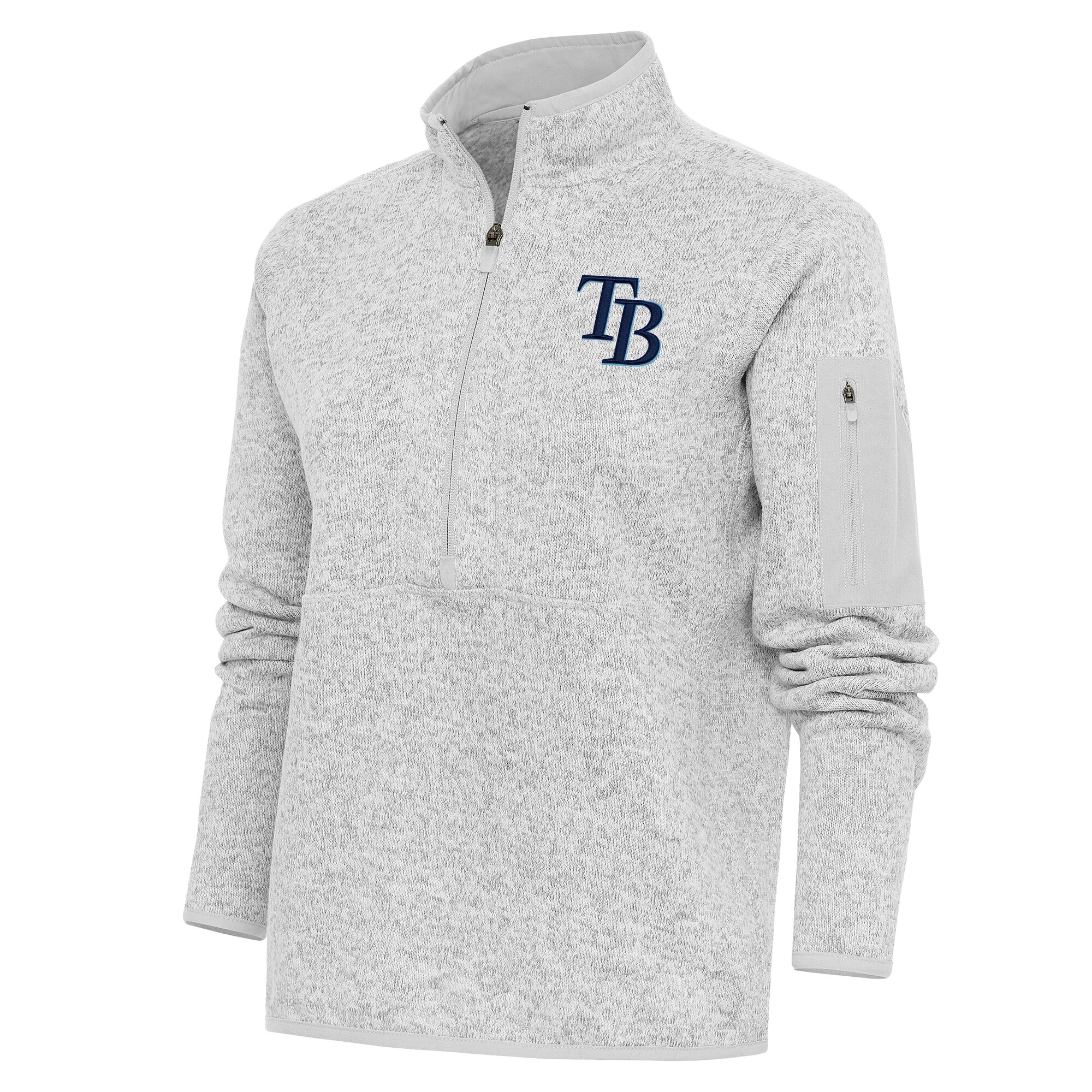 Women's Tampa Bay Rays Antigua Heather Gray Logo Fortune Quarter-Zip Pullover Jacket
