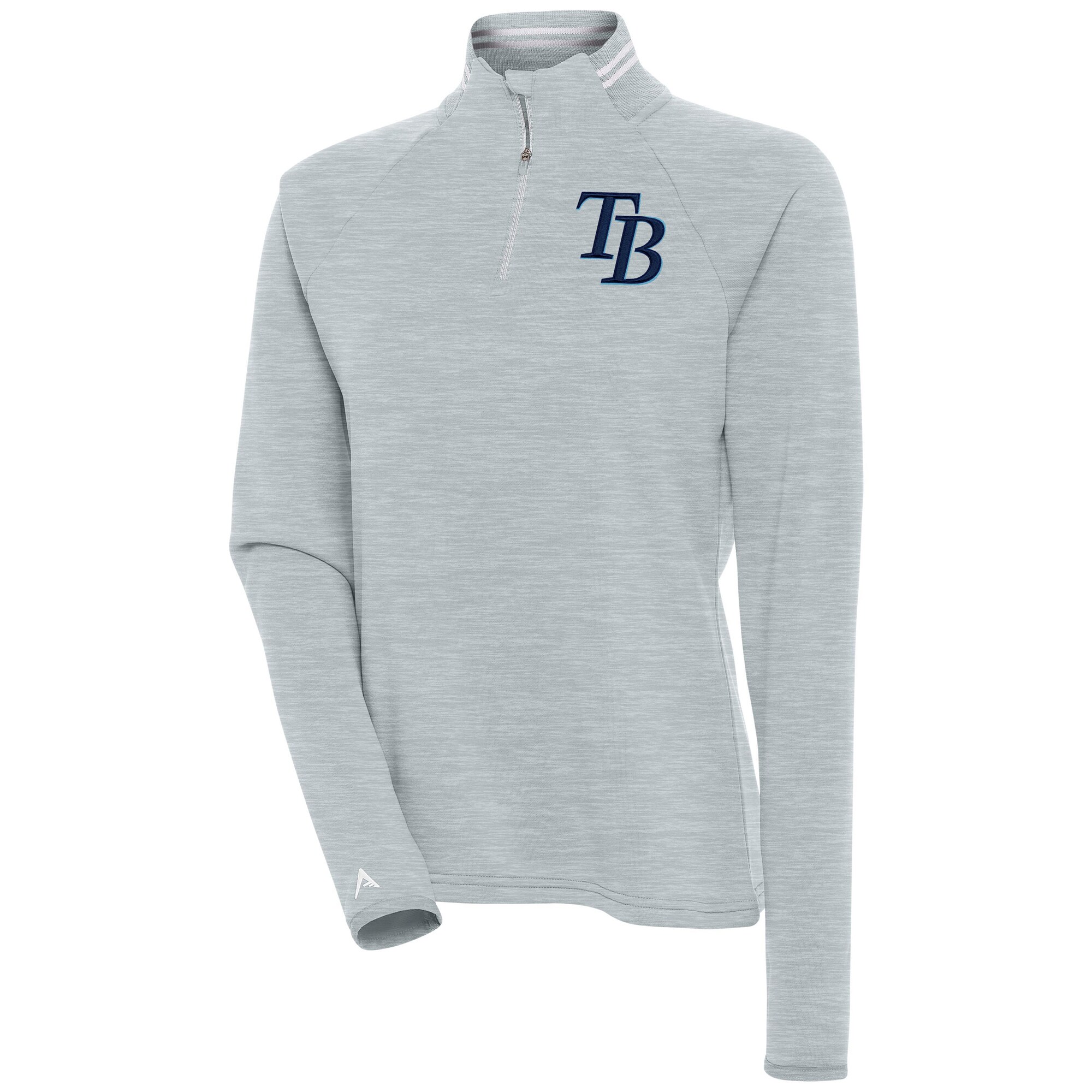 Women's Tampa Bay Rays  Antigua Heather Gray Milo Raglan Quarter-Zip Pullover Top