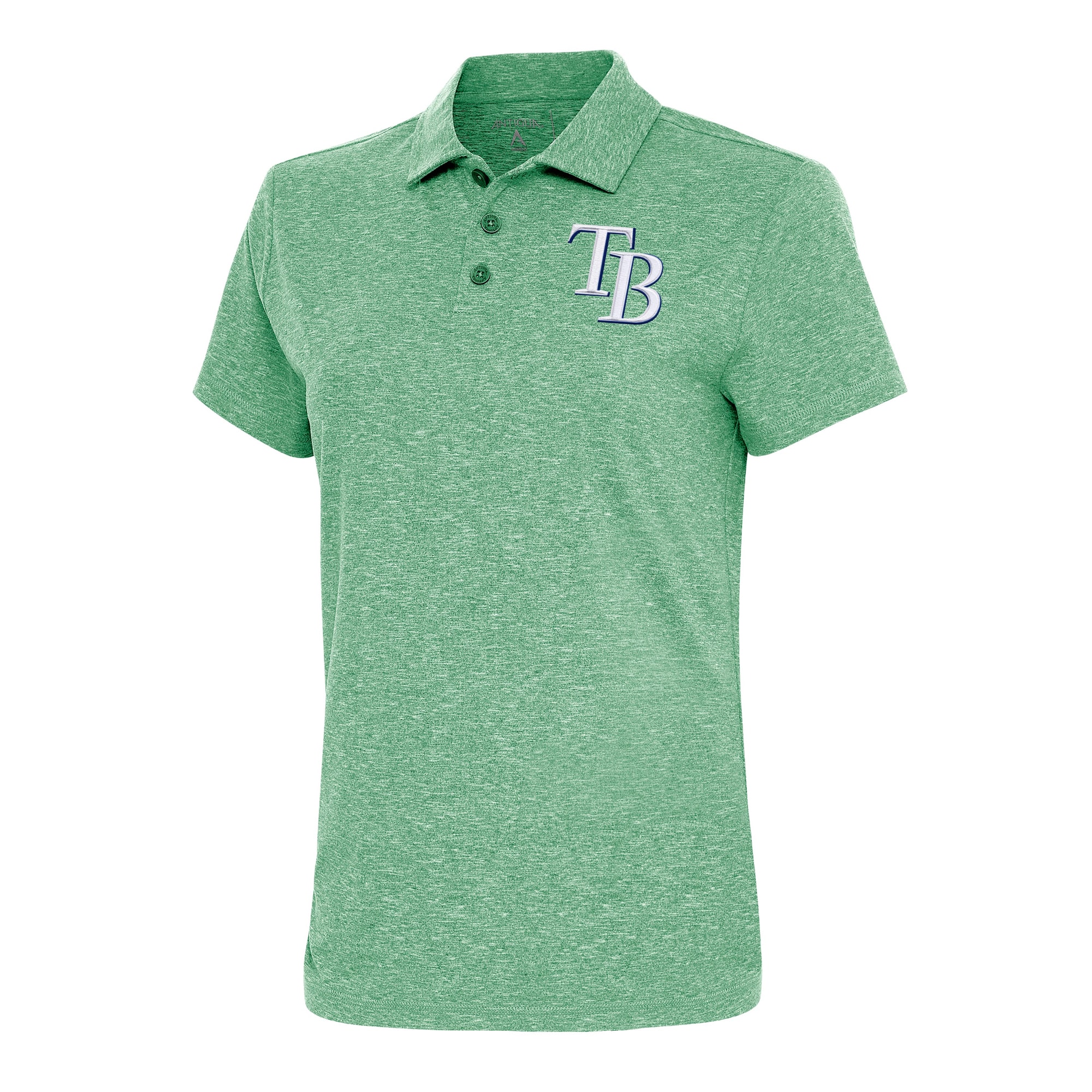 Women's Tampa Bay Rays Antigua Heather Green Motivated Polo
