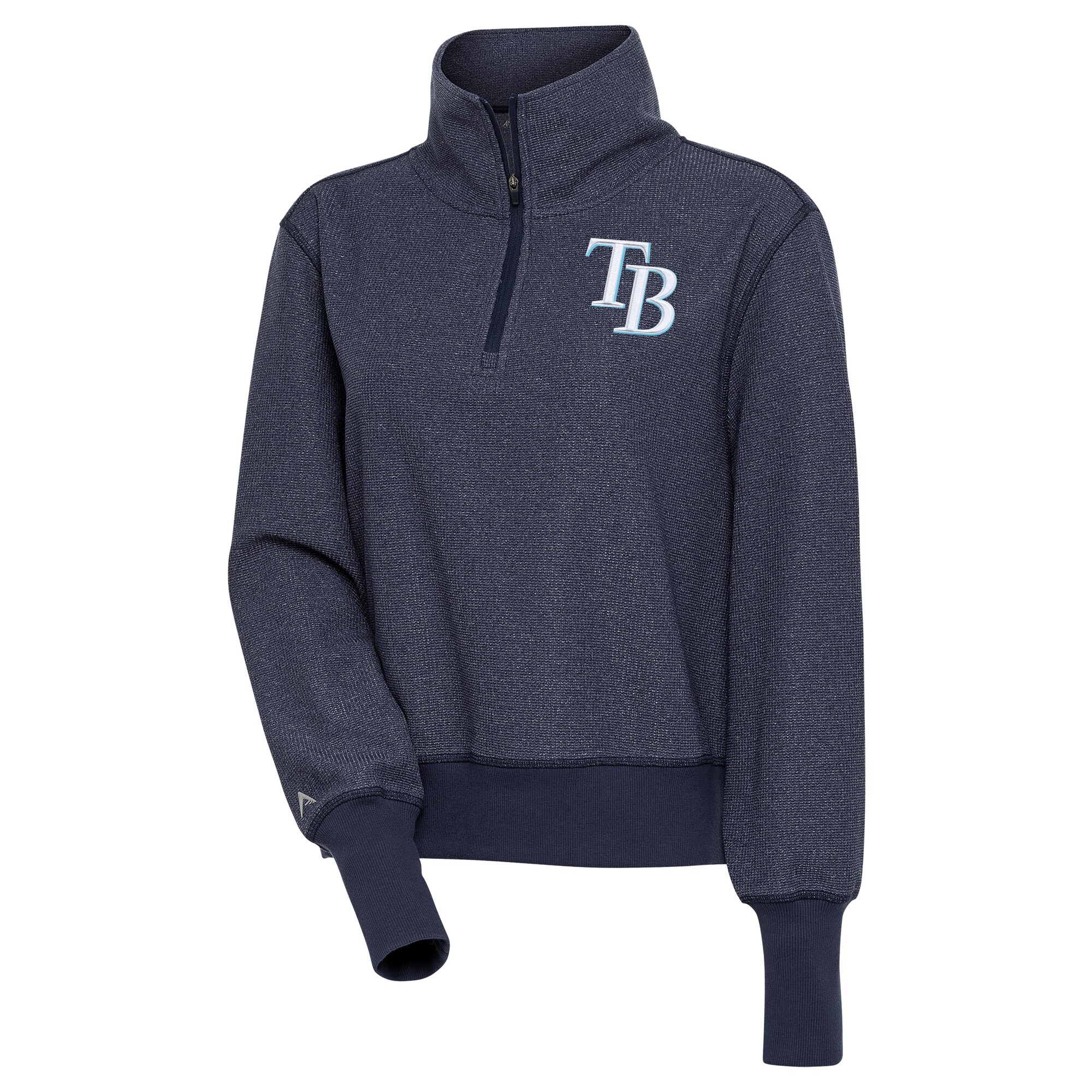 Women's Tampa Bay Rays  Antigua Heather Navy Upgrade Half-Zip Pullover Top