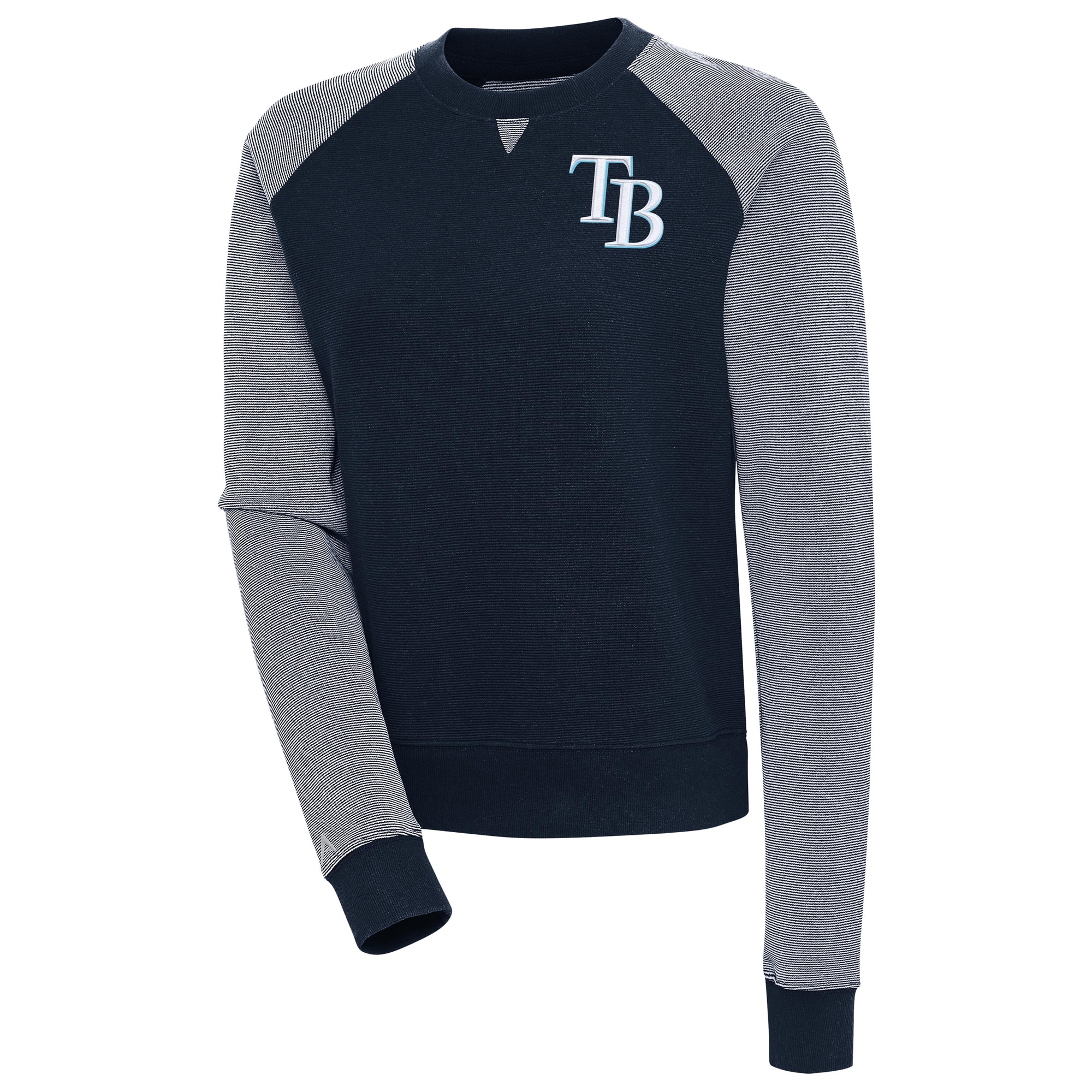 Women's Tampa Bay Rays  Antigua Navy/White Flier Bunker Tri-Blend Pullover Sweatshirt