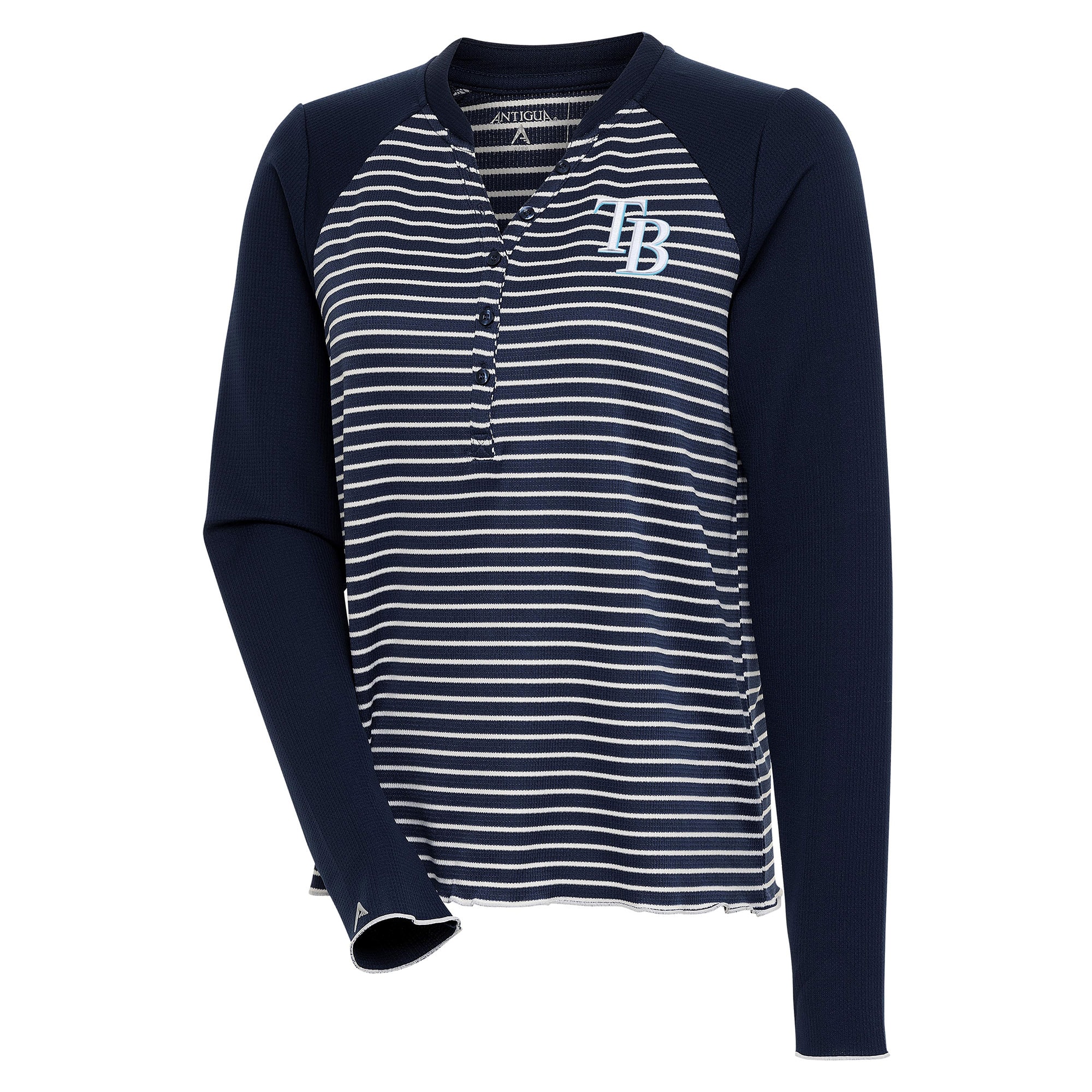 Women's Tampa Bay Rays  Antigua Navy/White Maverick Henley Long Sleeve T-Shirt