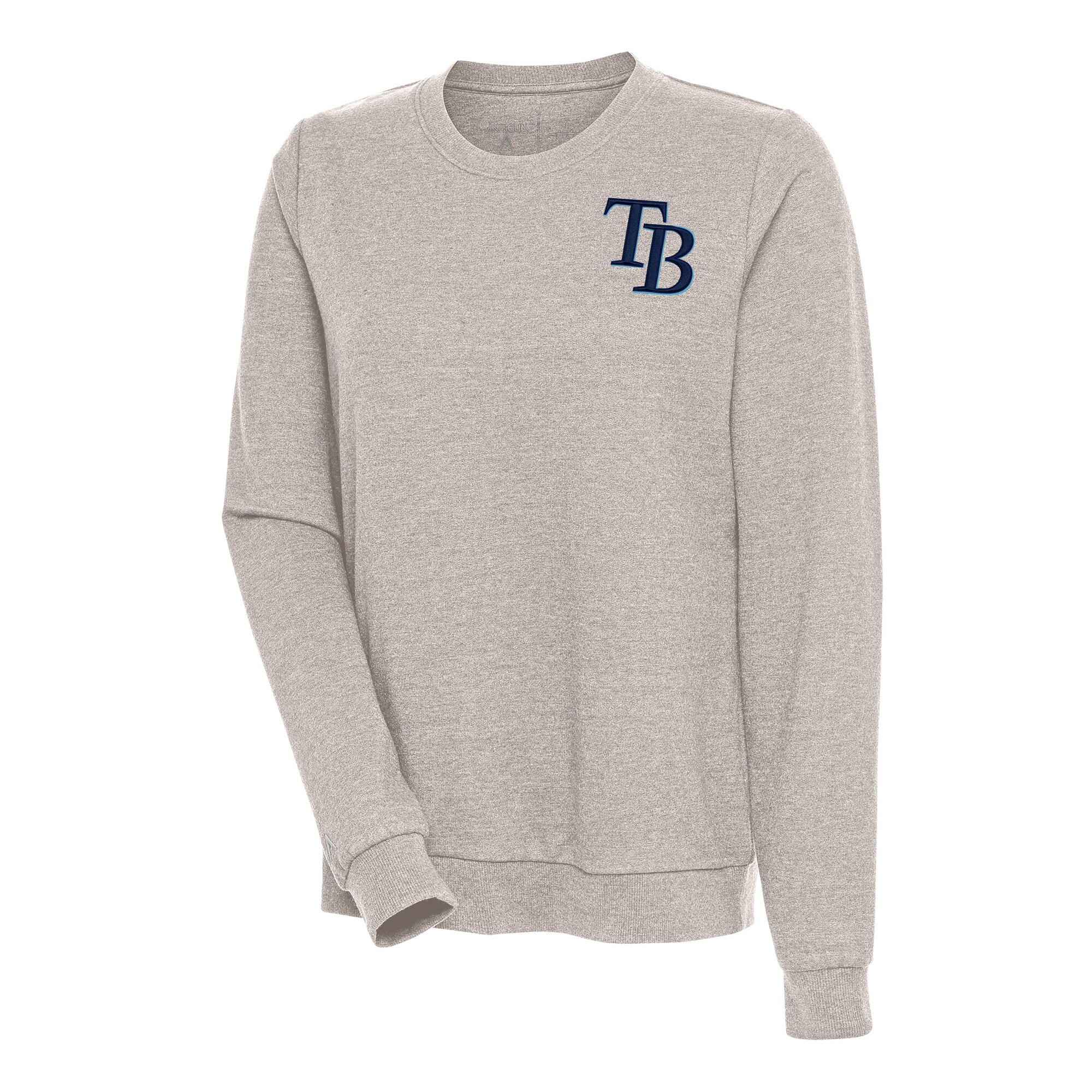 Women's Tampa Bay Rays Antigua Oatmeal Action Crewneck Pullover Sweatshirt