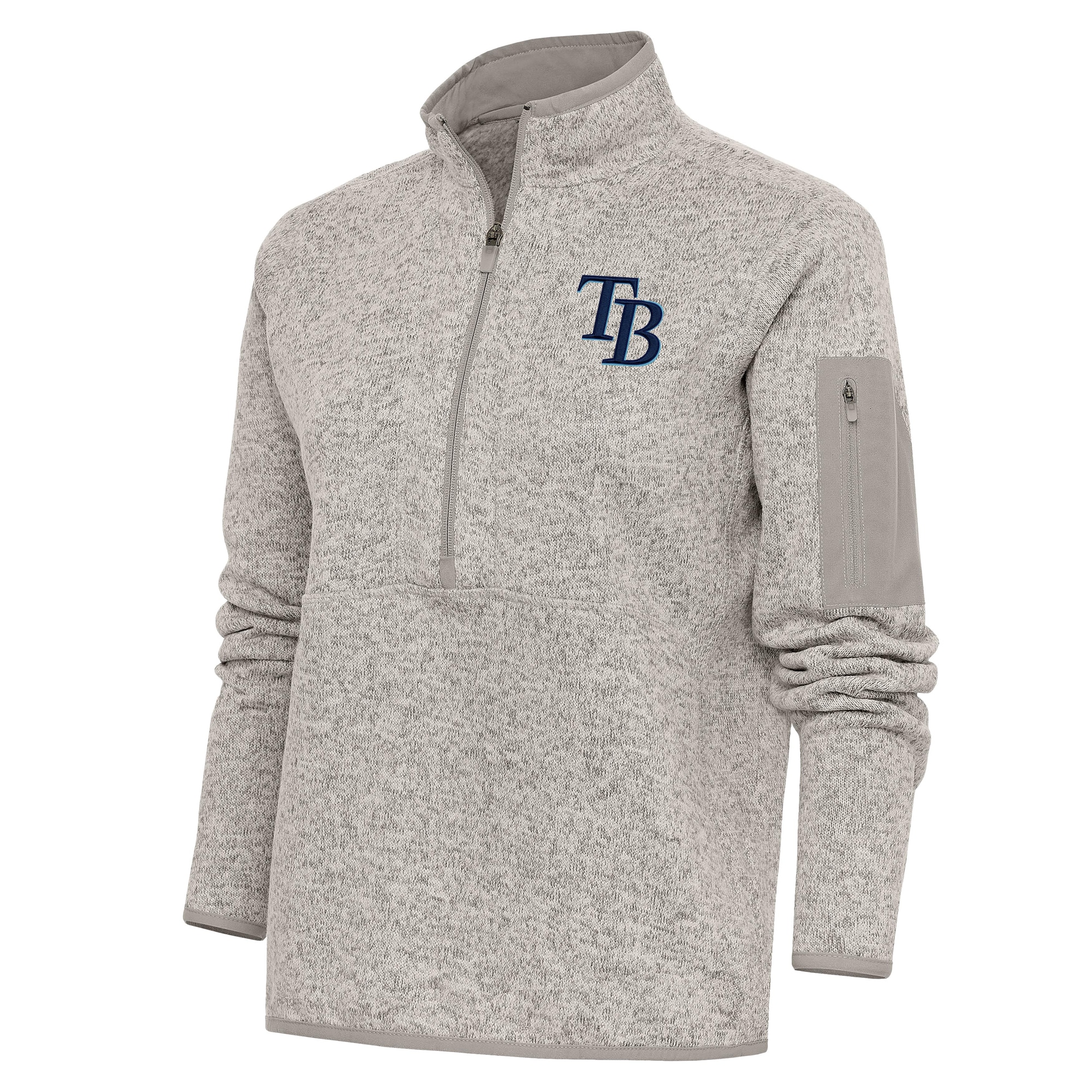 Women's Tampa Bay Rays Antigua Oatmeal Logo Fortune Quarter-Zip Pullover Jacket