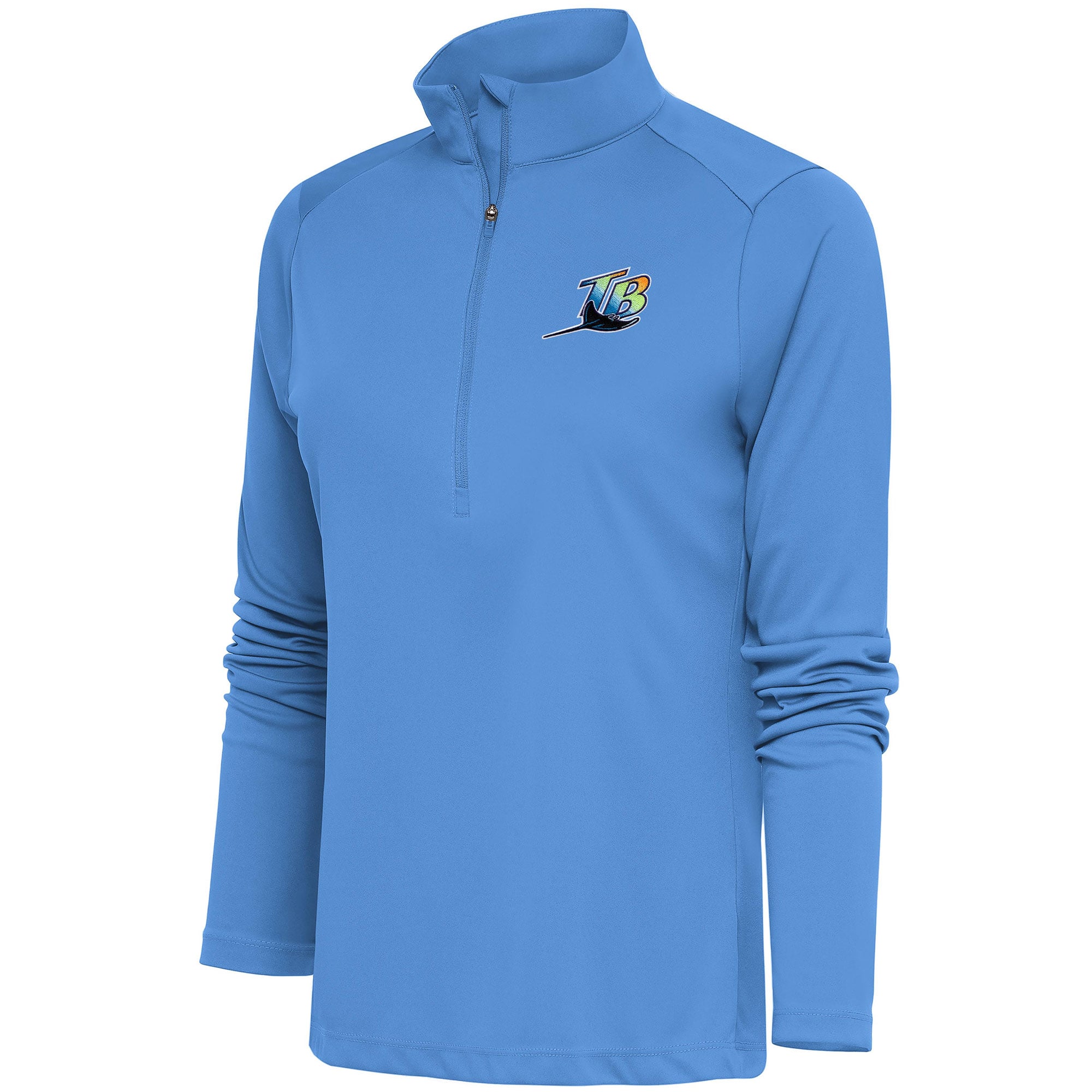 Women's Tampa Bay Rays  Antigua Powder Blue Cooperstown Tribute Half-Zip Pullover Top