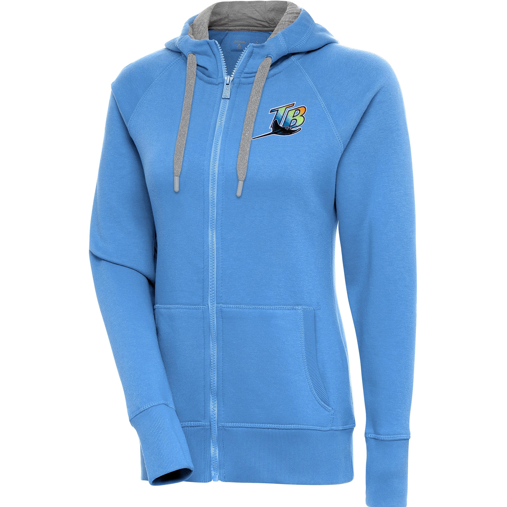Women's Tampa Bay Rays  Antigua Powder Blue Cooperstown Victory Full-Zip Hoodie