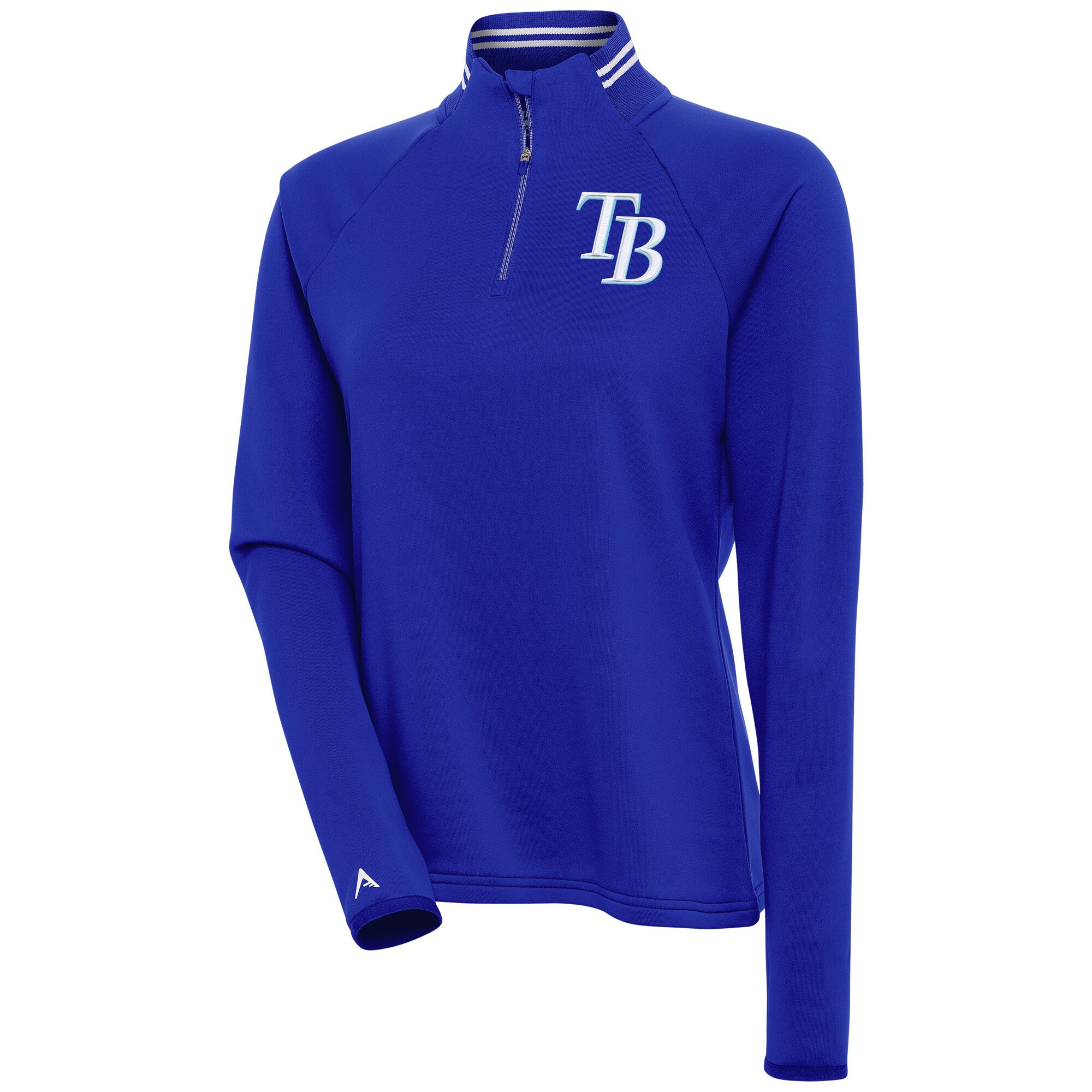 Women's Tampa Bay Rays  Antigua Royal Milo Raglan Quarter-Zip Pullover Top