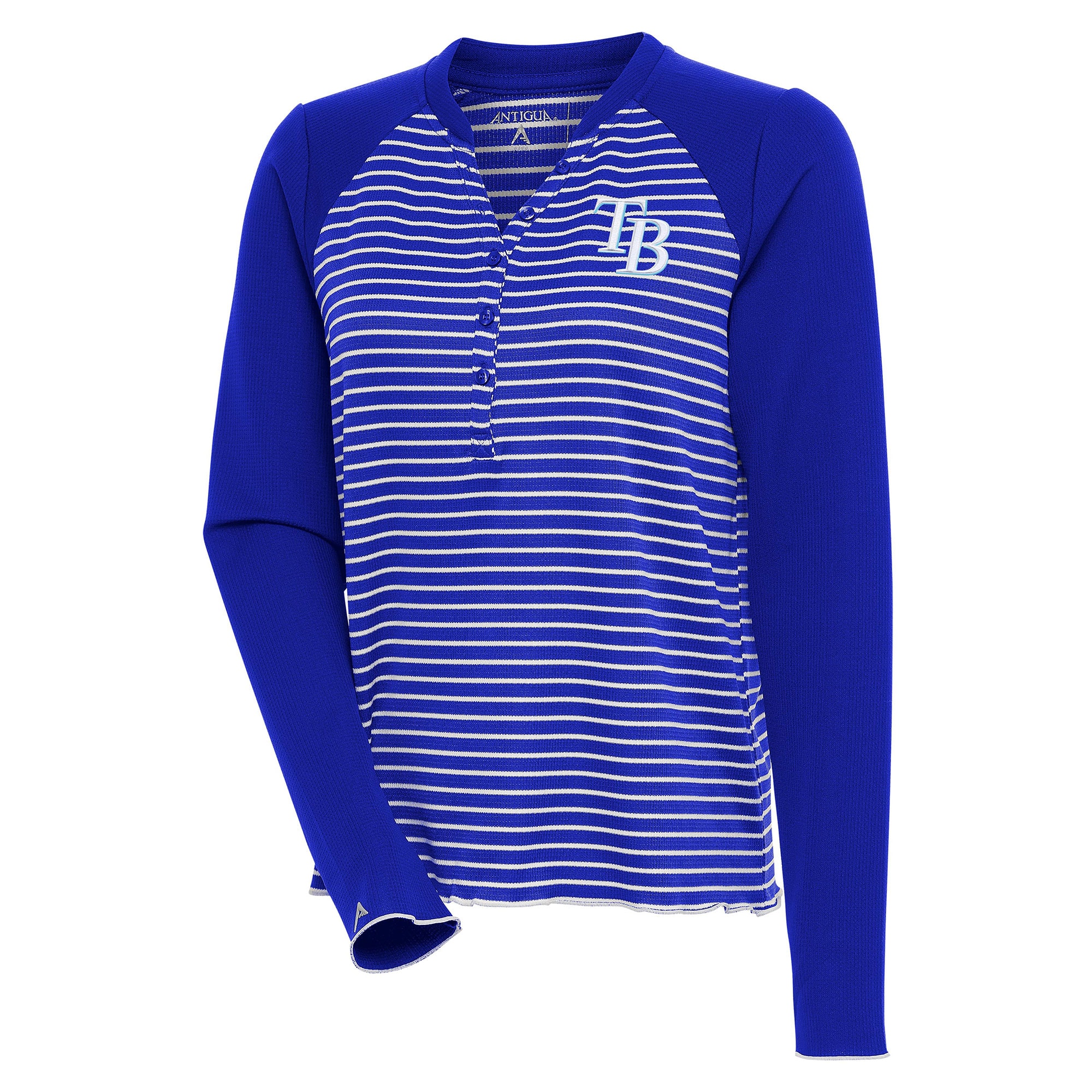 Women's Tampa Bay Rays  Antigua Royal/White Maverick Henley Long Sleeve T-Shirt