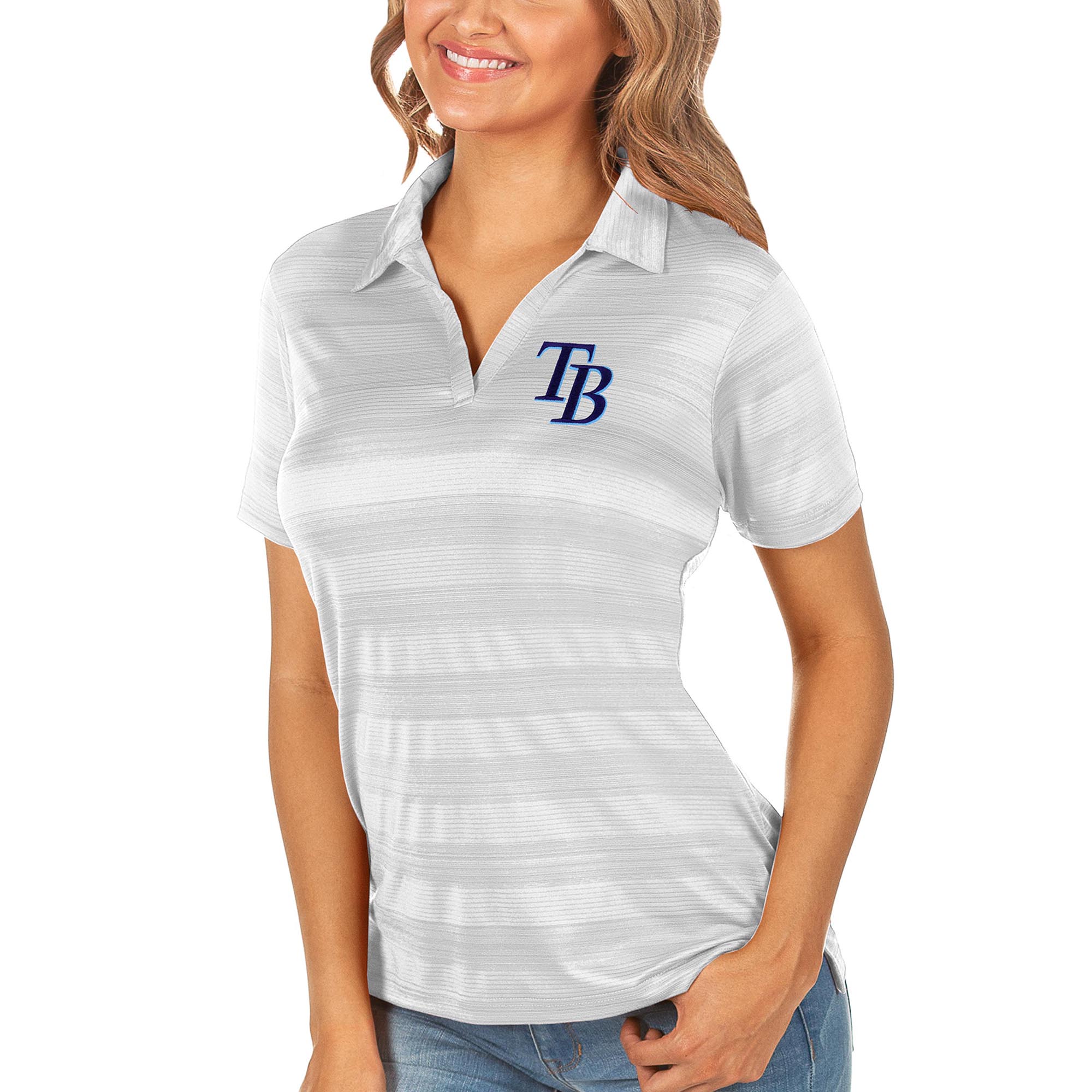 Women's Tampa Bay Rays Antigua White Compass Polo