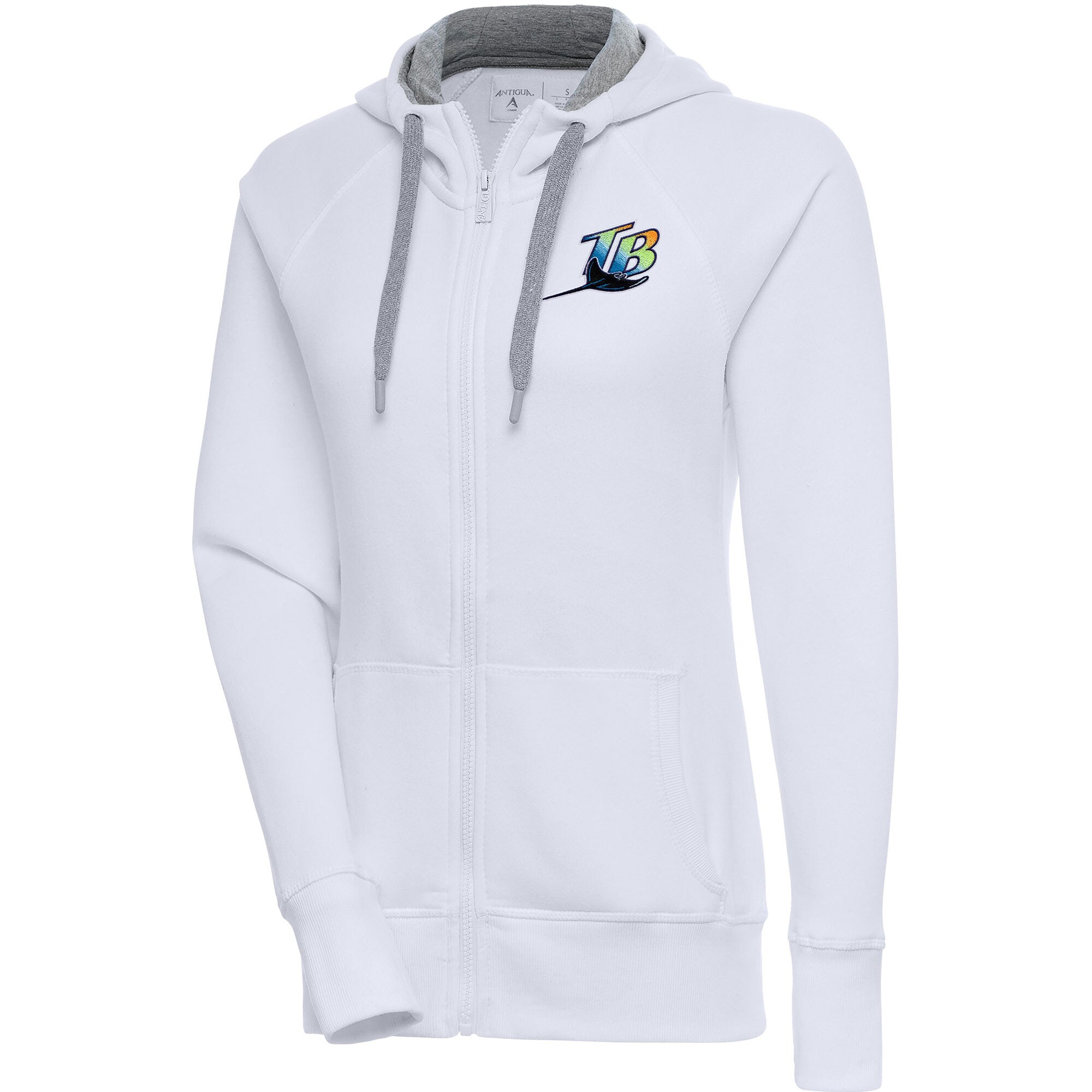 Women's Tampa Bay Rays  Antigua White Cooperstown Victory Full-Zip Hoodie