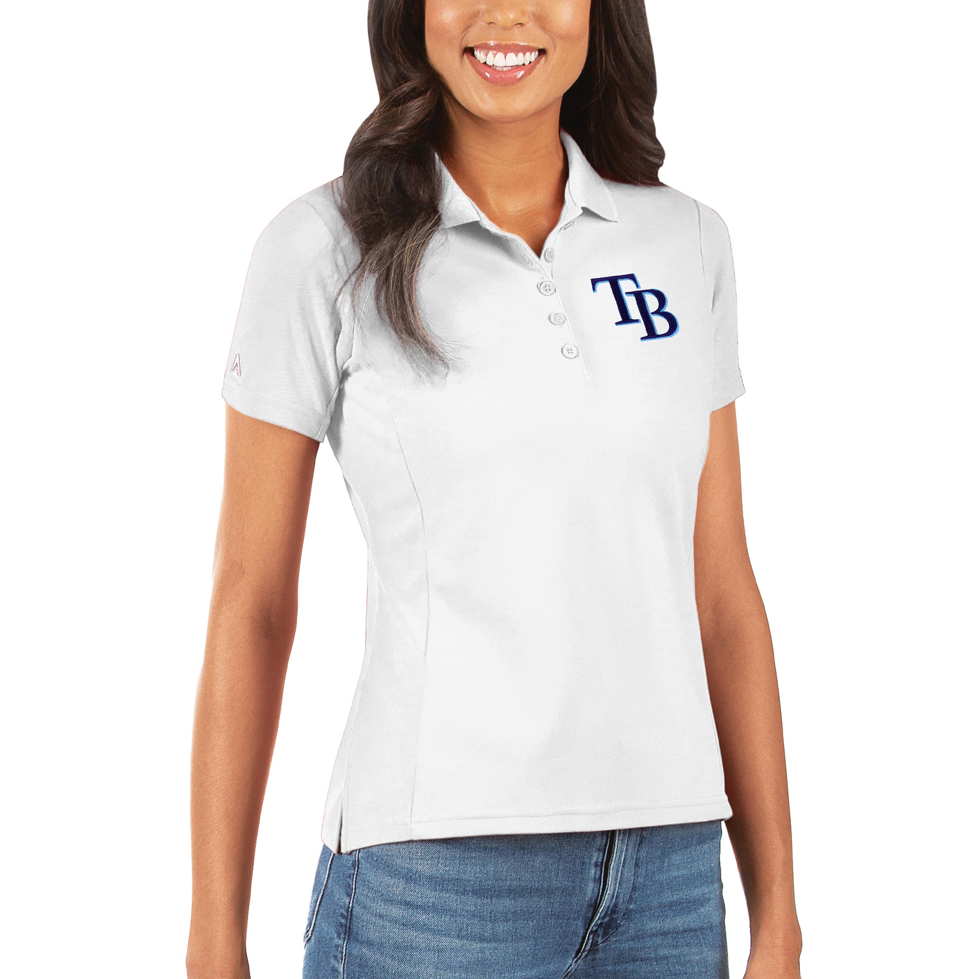 Women's Tampa Bay Rays Antigua White Legacy Pique Polo
