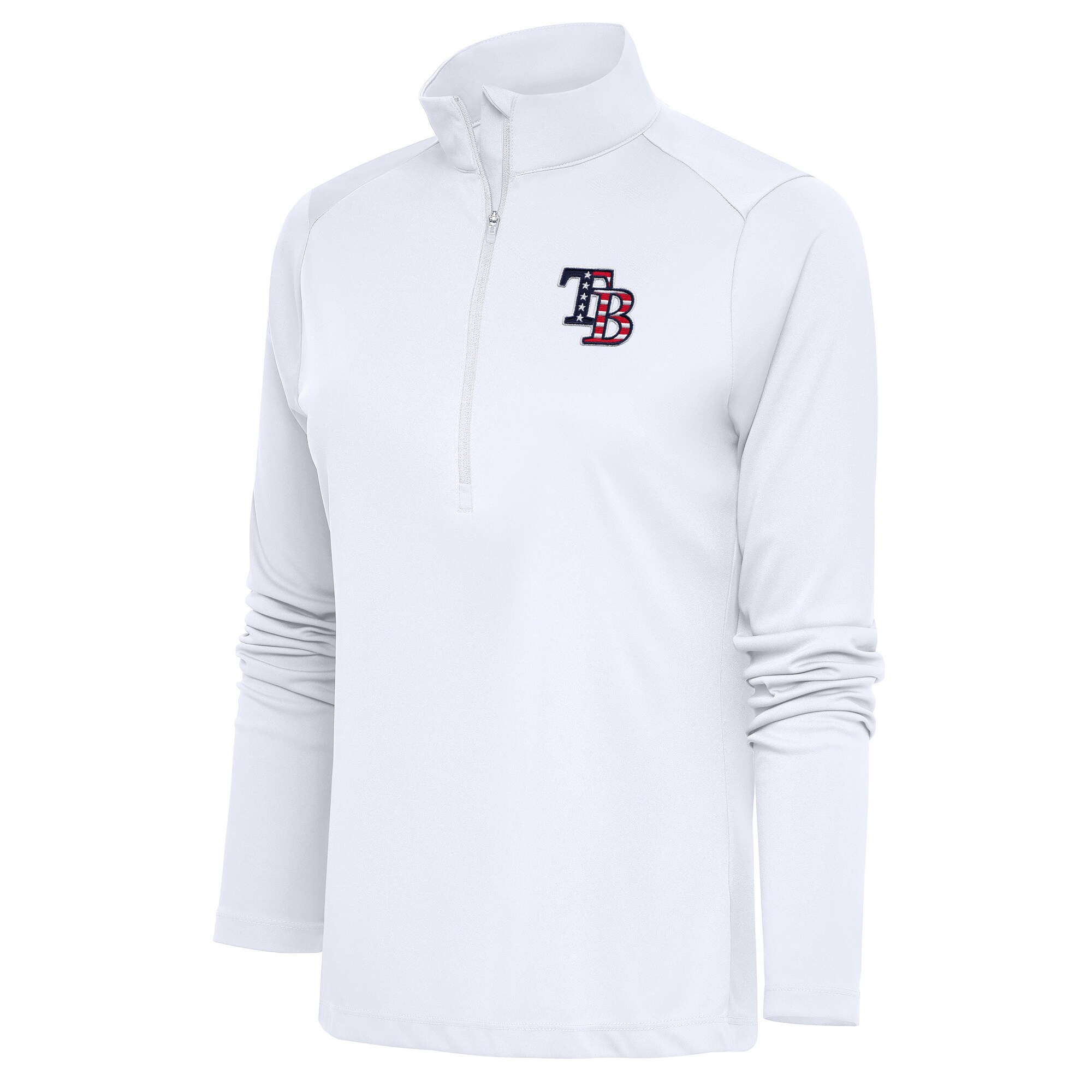 Women's Tampa Bay Rays  Antigua White Patriotic Tribute Half-Zip Pullover Top