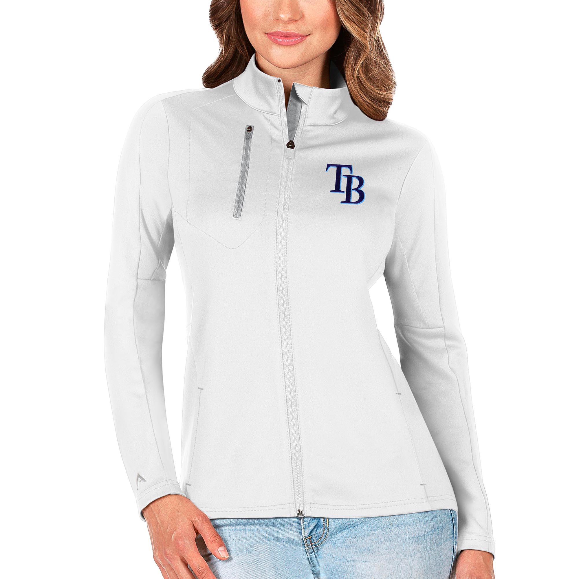 Women's Tampa Bay Rays Antigua White/Silver Generation Full-Zip Jacket