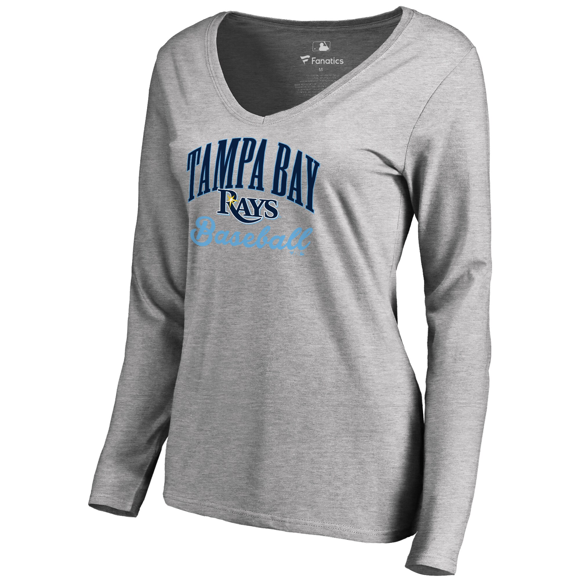Women's Tampa Bay Rays Ash Victory Script Long Sleeve T-Shirt