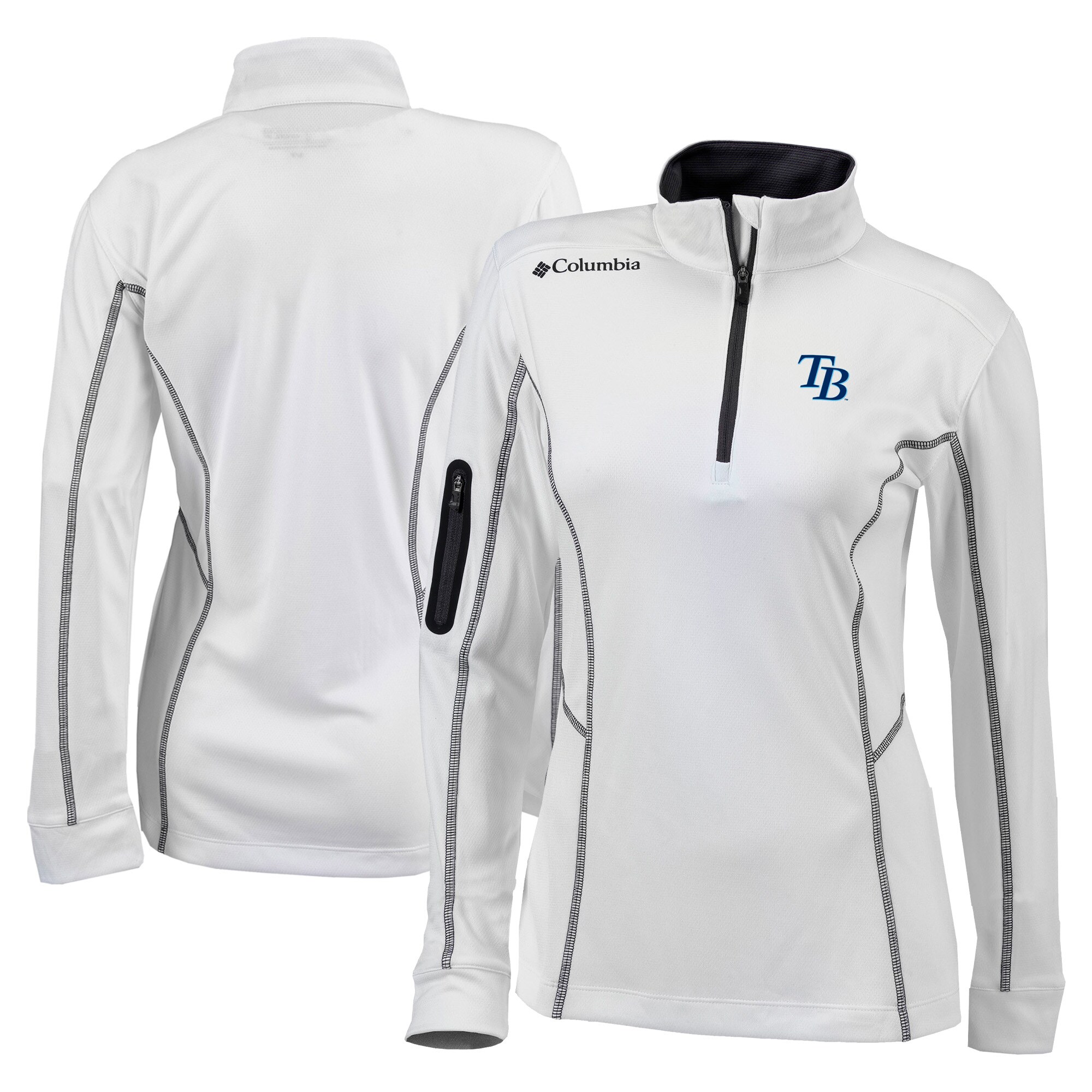 Women's Tampa Bay Rays Columbia White Omni-Wick Shotgun Quarter-Zip Pullover Top