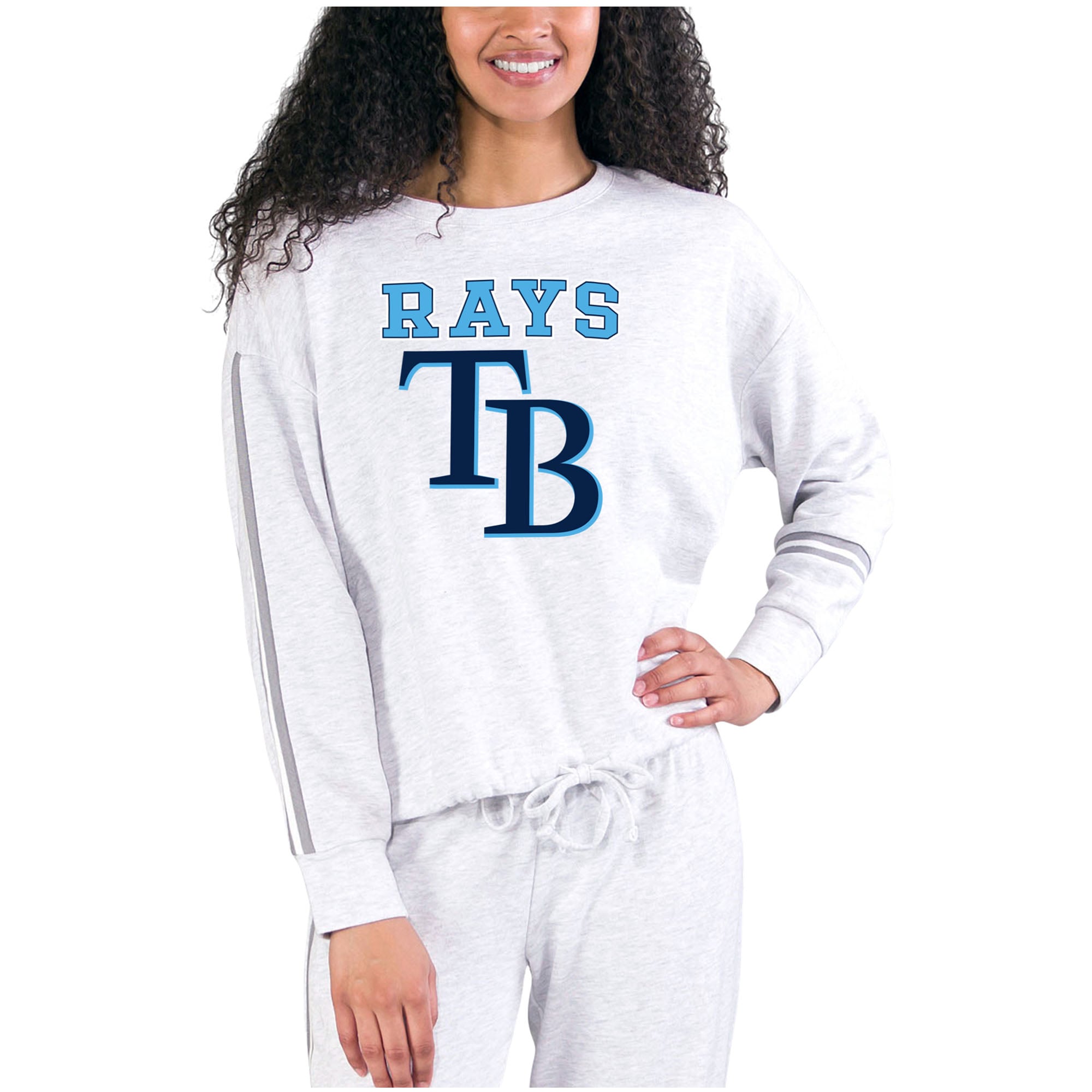 Women's Tampa Bay Rays Concepts Sport Cream/Gray Pendant French Terry Long Sleeve Top