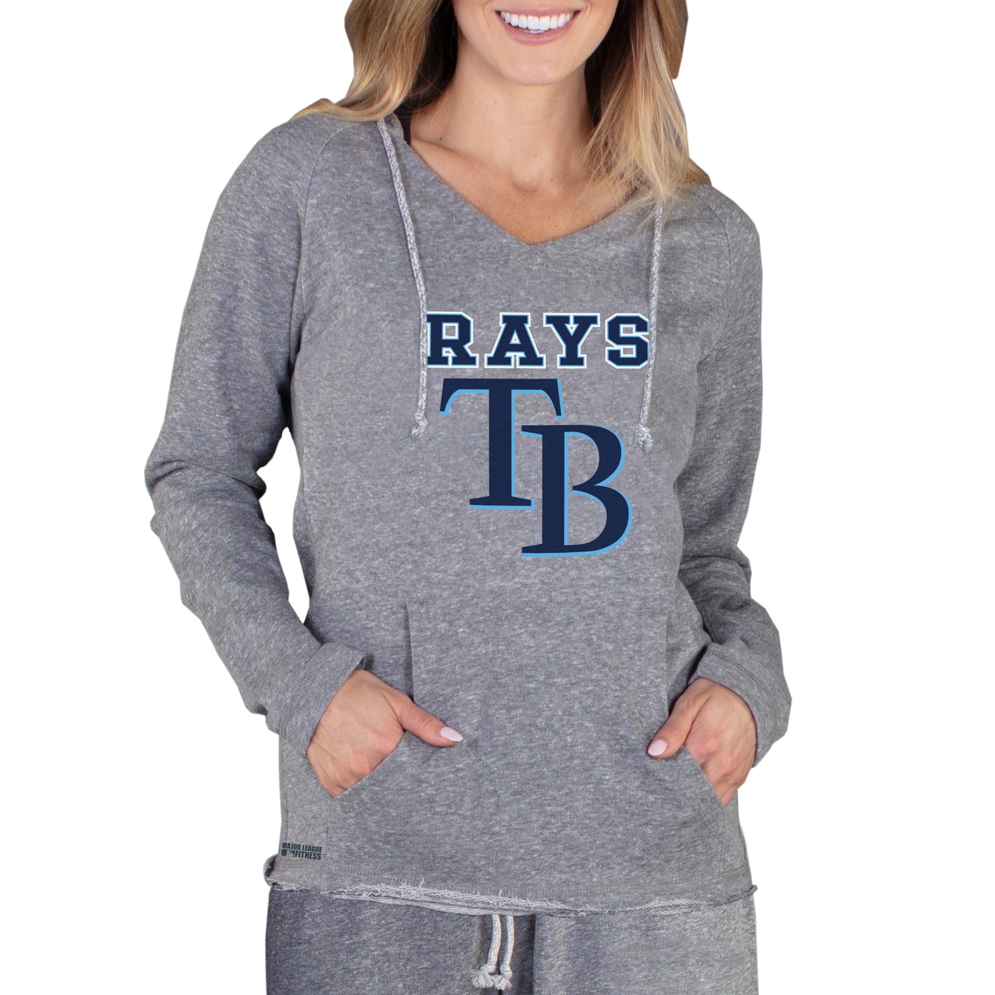 Women's Tampa Bay Rays Concepts Sport Gray Mainstream Terry Long Sleeve Hoodie Top