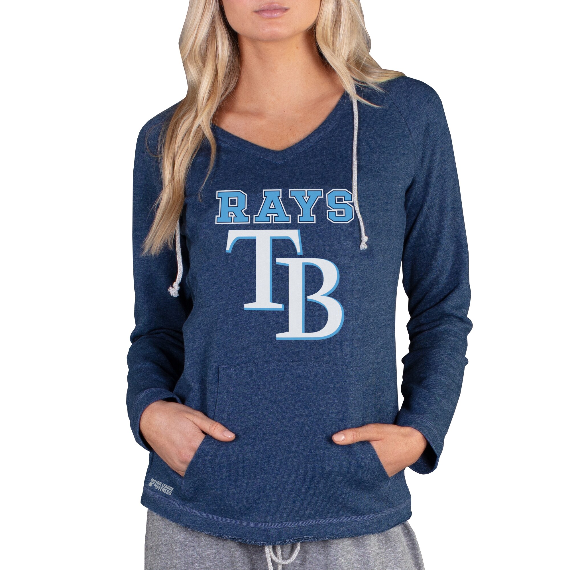Women's Tampa Bay Rays Concepts Sport Navy Mainstream Terry Long Sleeve Hoodie Top