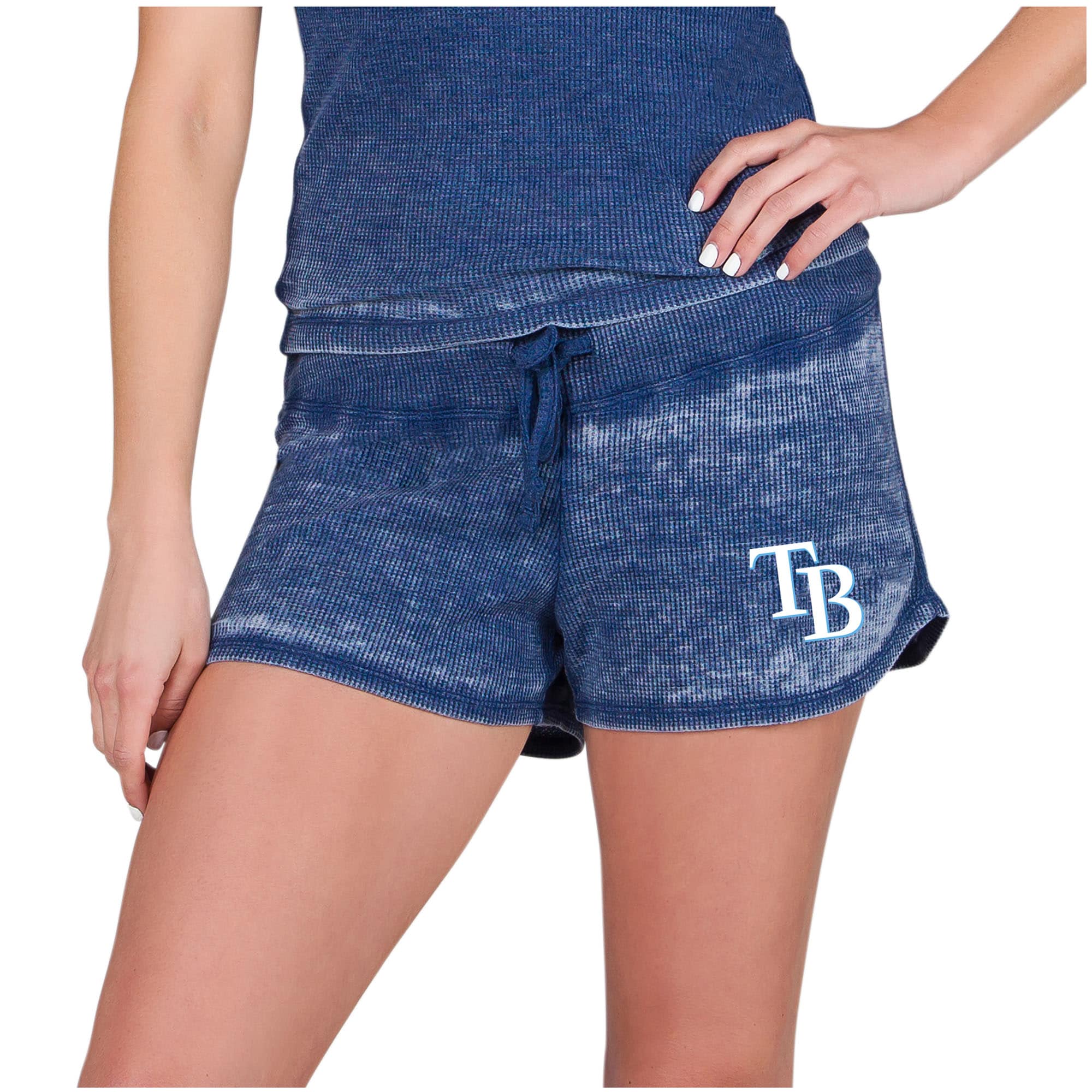 Women's Tampa Bay Rays  Concepts Sport Navy Resurgence Waffle Knit Shorts