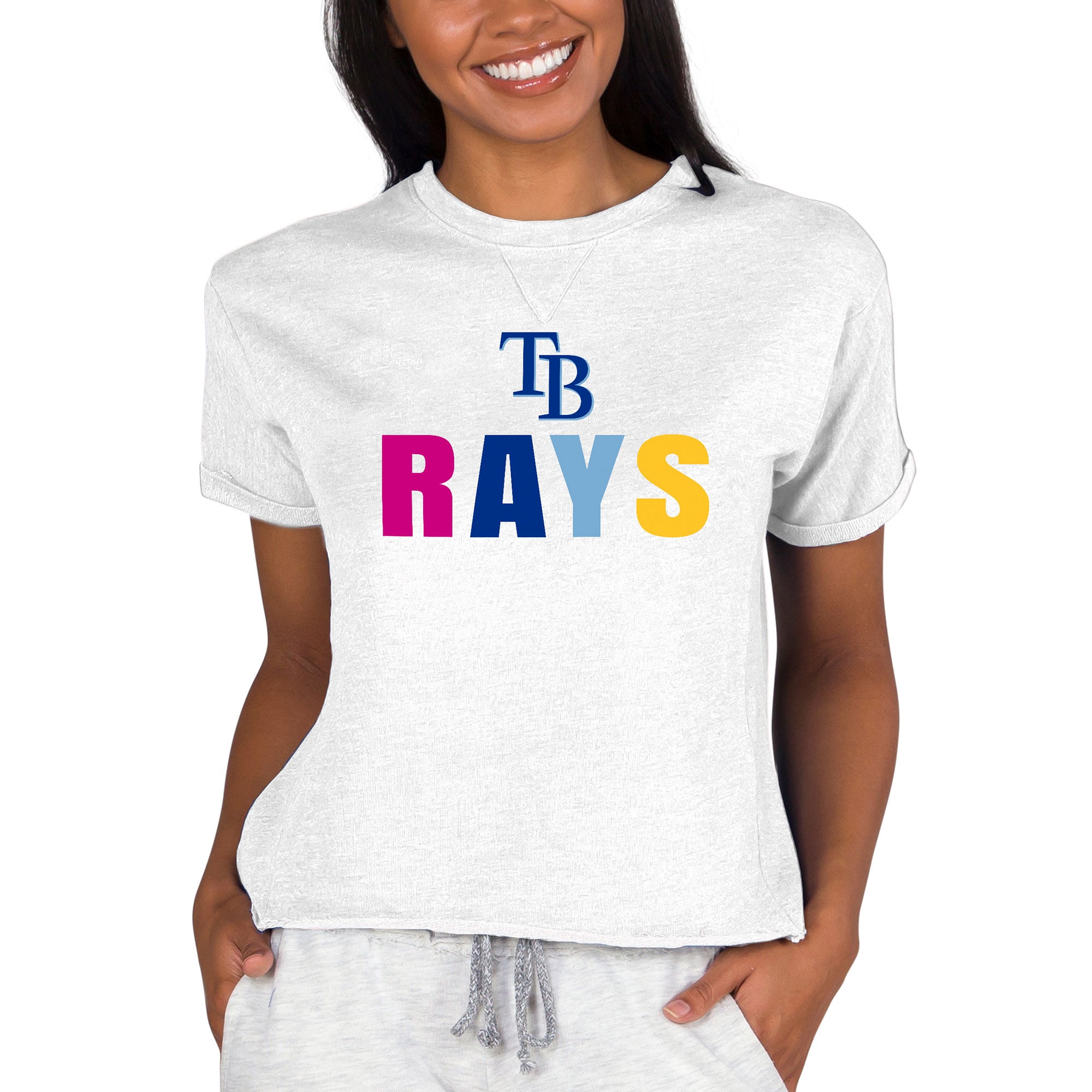 Women's Tampa Bay Rays  Concepts Sport Oatmeal Mainstream Terry Sweatshirt