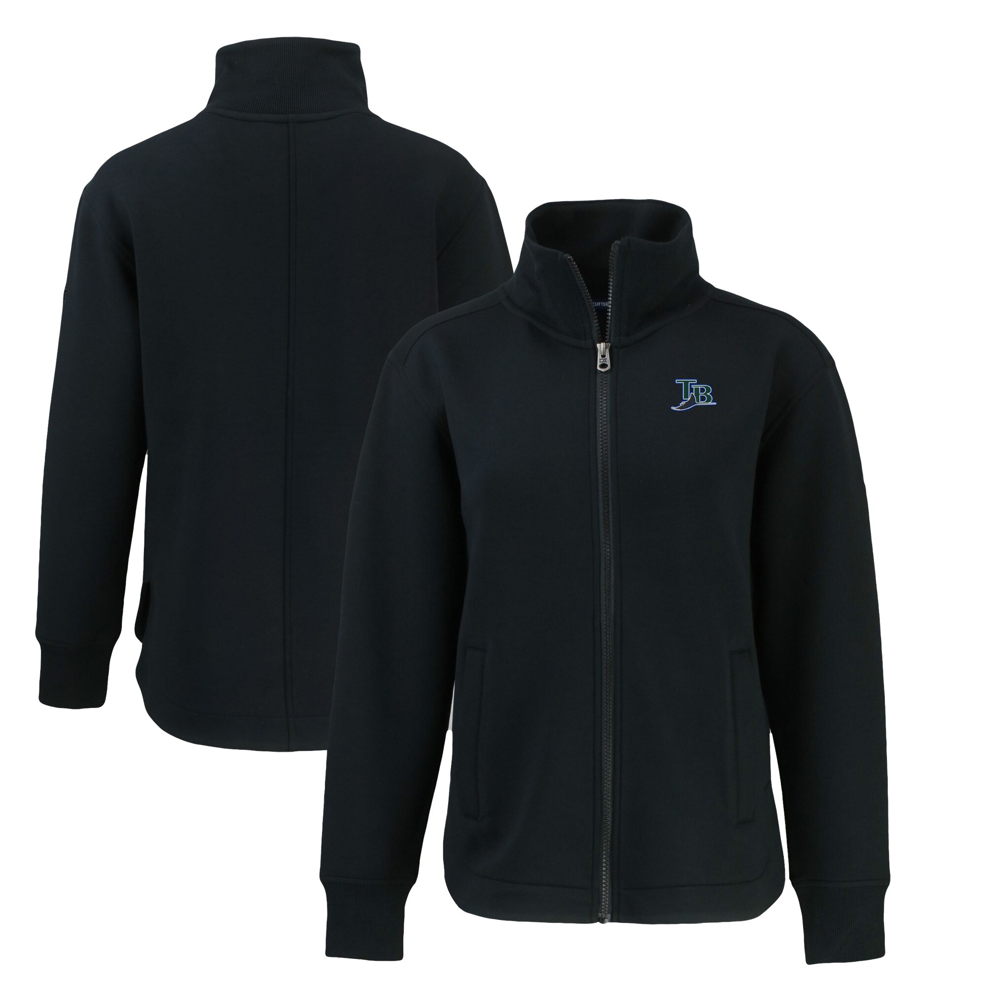 Women's Tampa Bay Rays Cutter & Buck Black Cooperstown Collection Roam Eco Recycled Full-Zip Jacket