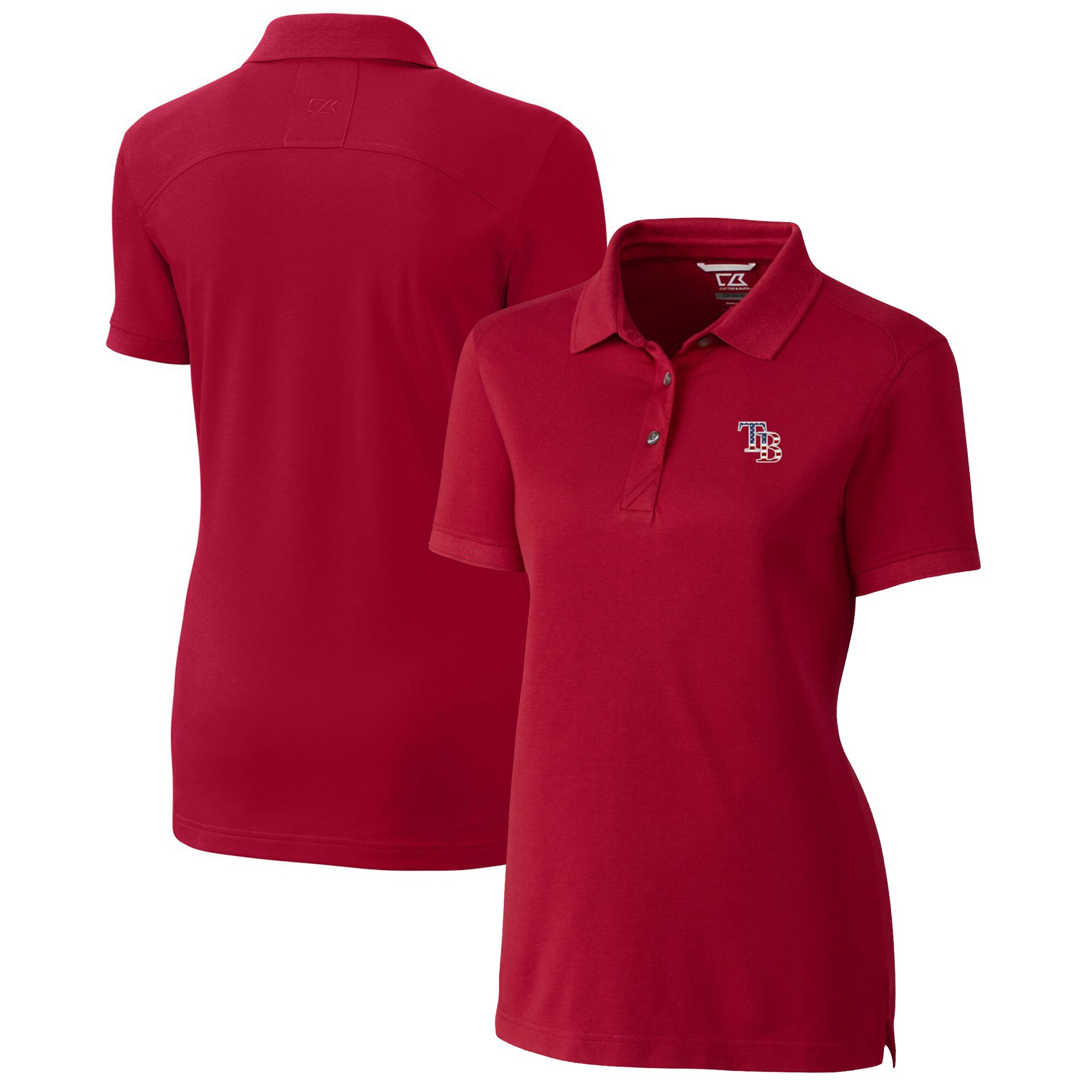 Women's Tampa Bay Rays Cutter & Buck Cardinal Americana Logo Advantage DryTec Tri-Blend Pique Polo