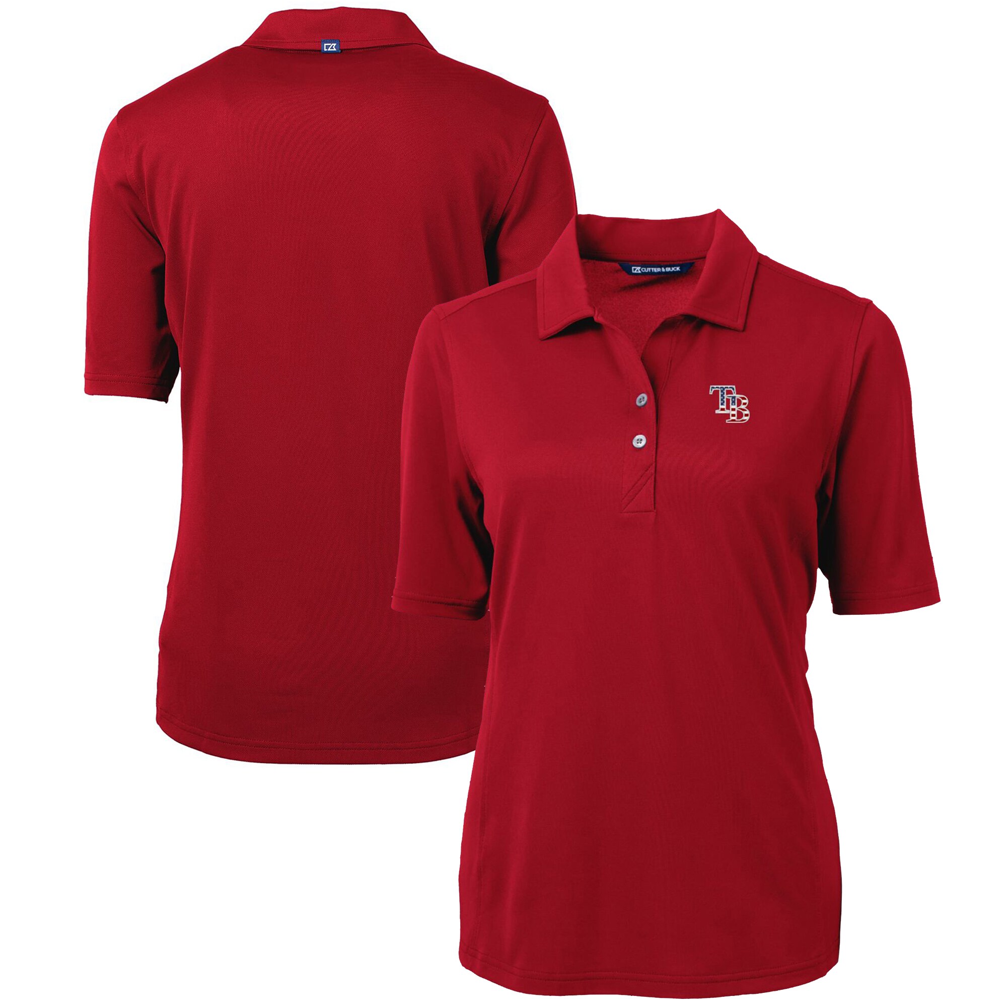Women's Tampa Bay Rays Cutter & Buck Cardinal Americana Logo DryTec Virtue Eco Pique Recycled Polo
