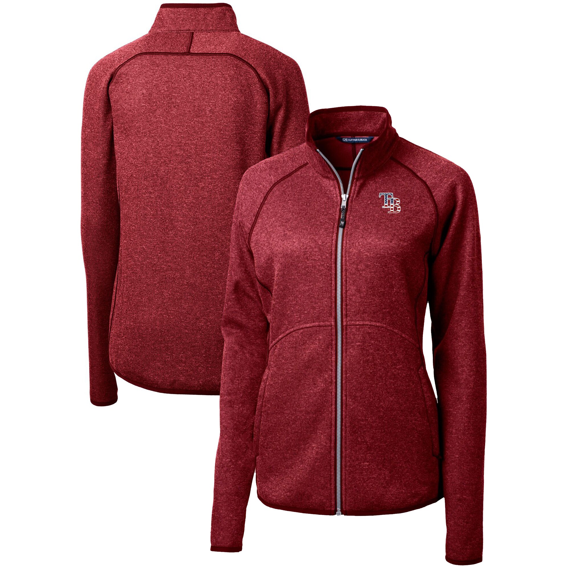Women's Tampa Bay Rays Cutter & Buck Cardinal Americana Logo Mainsail Sweater-Knit Full-Zip Jacket