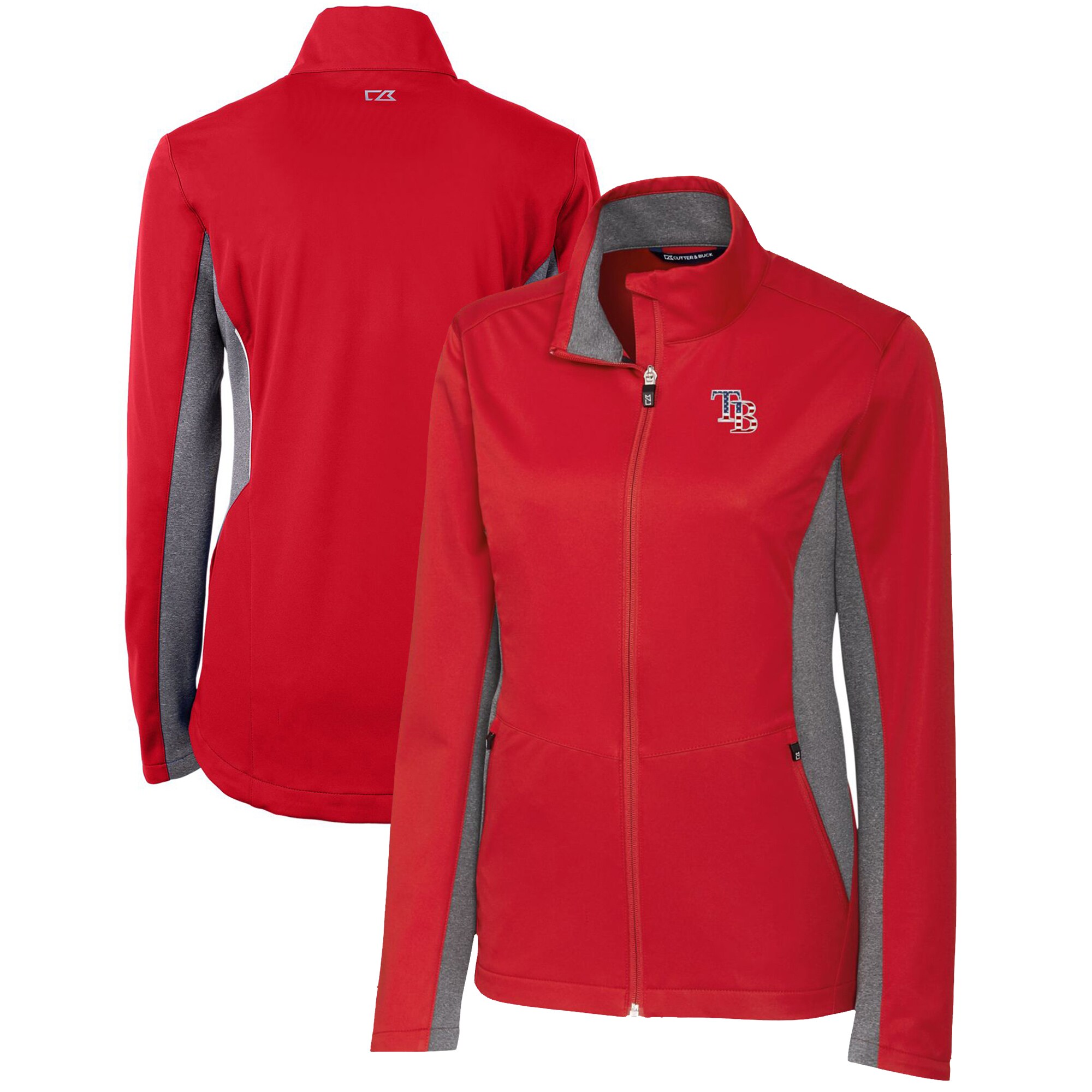 Women's Tampa Bay Rays Cutter & Buck Cardinal Americana Logo Navigate Softshell Full-Zip Jacket