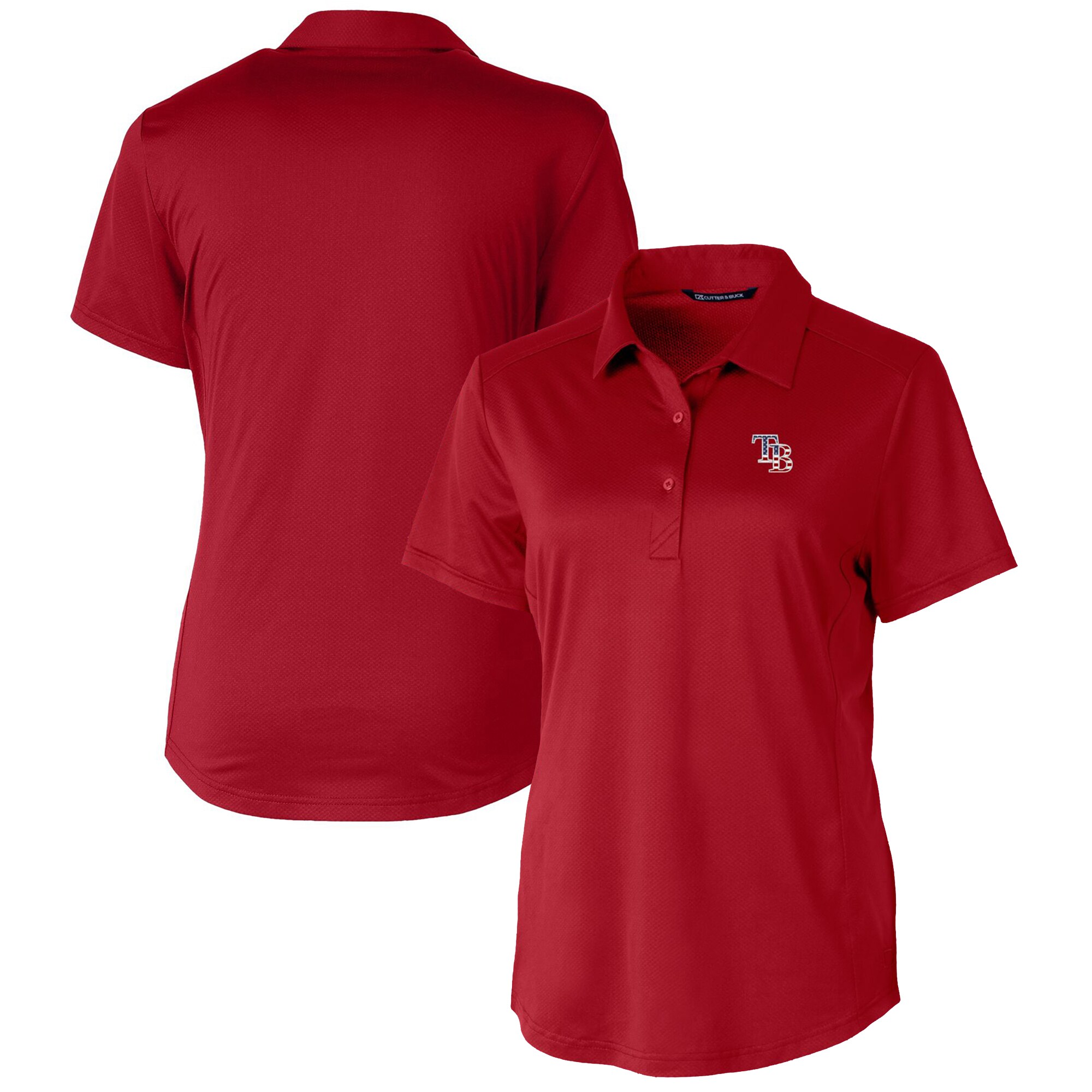 Women's Tampa Bay Rays Cutter & Buck Cardinal Americana Logo Prospect DryTec Textured Stretch Polo