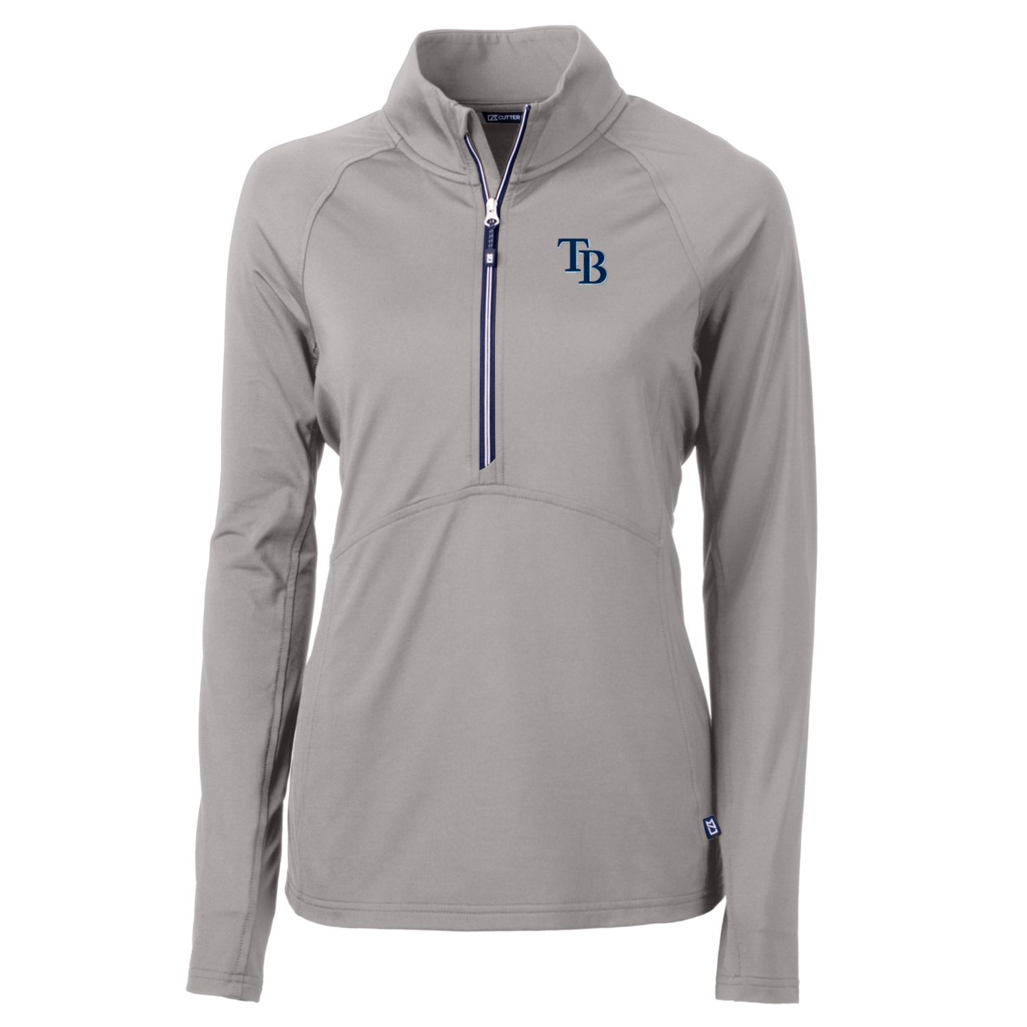 Women's Tampa Bay Rays Cutter & Buck Gray Adapt Eco Knit Stretch Half-Zip Pullover Top