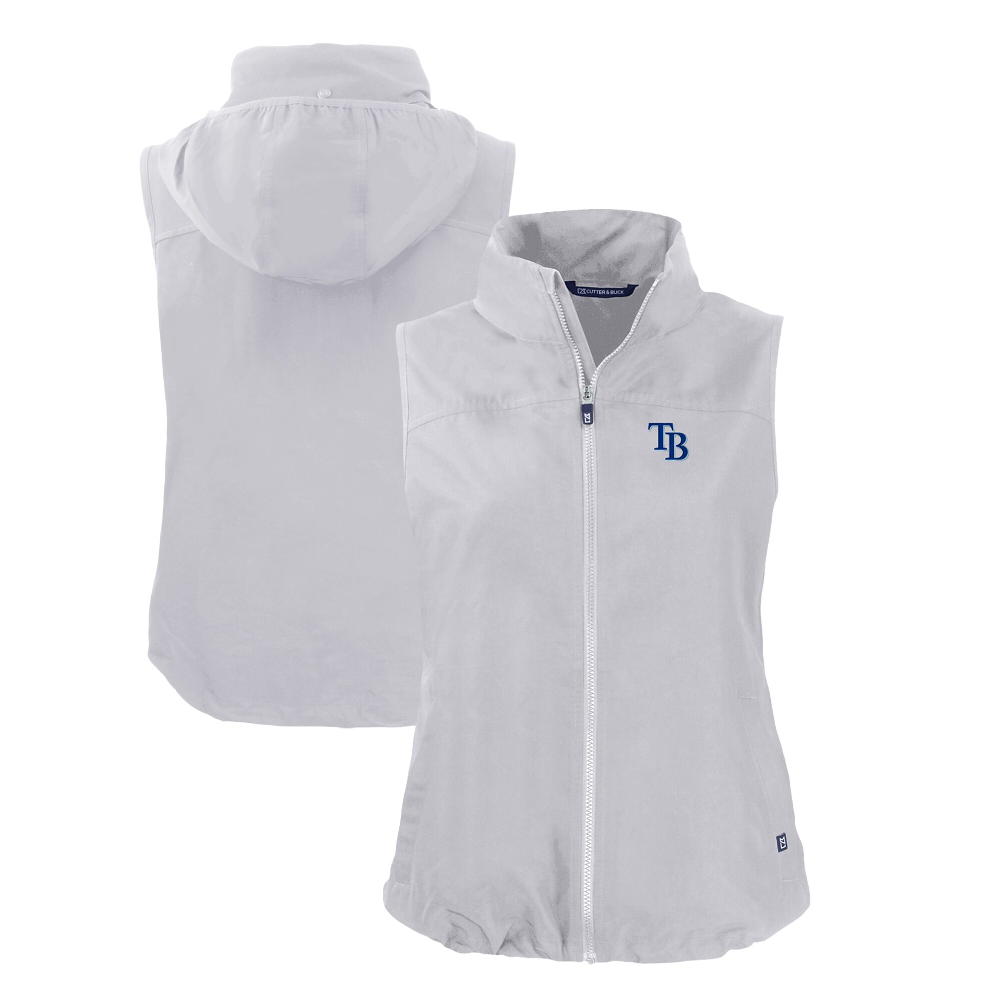 Women's Tampa Bay Rays  Cutter & Buck Gray Charter Eco Recycled Full-Zip Vest