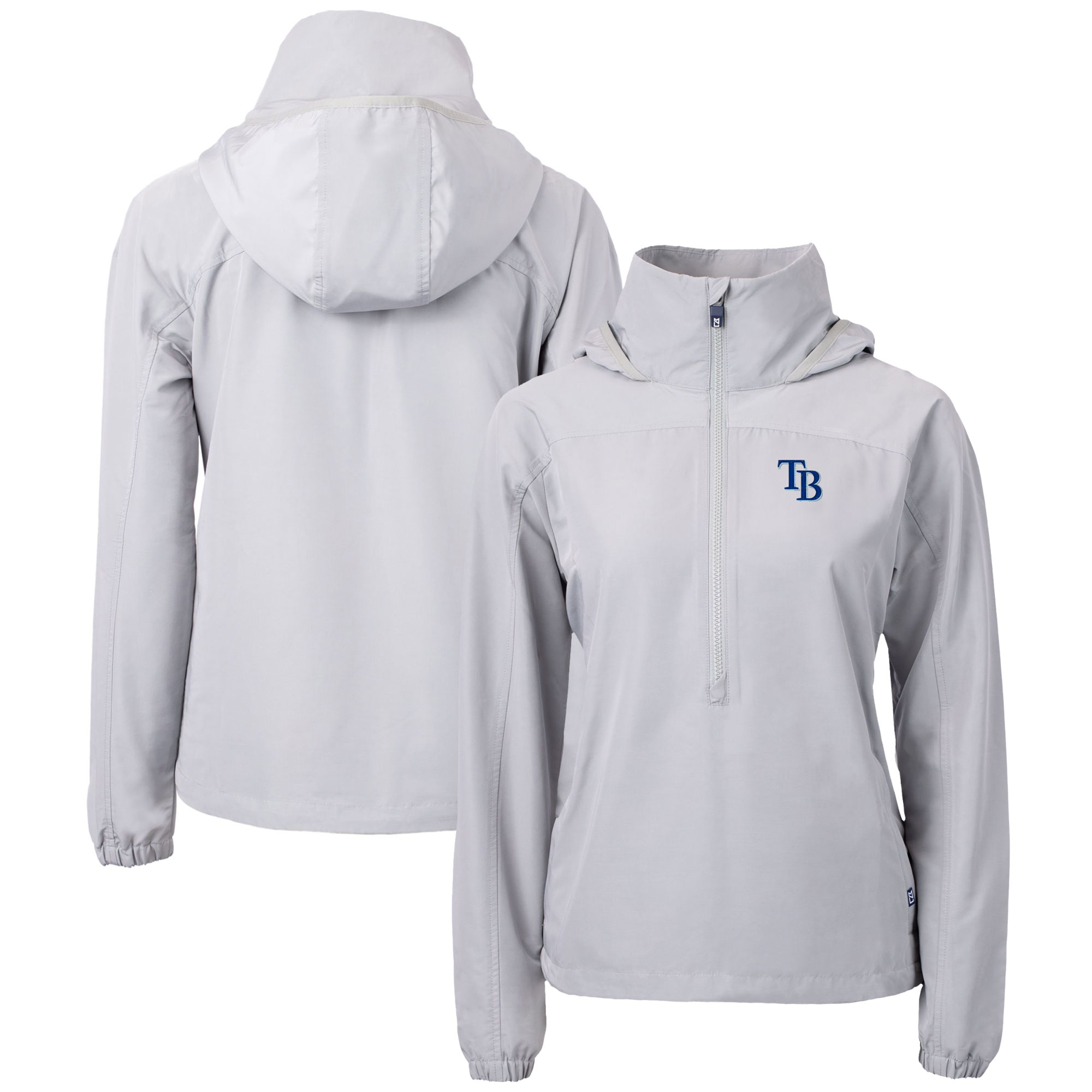Women's Tampa Bay Rays  Cutter & Buck Gray Charter Eco Recycled Half-Zip Anorak Jacket
