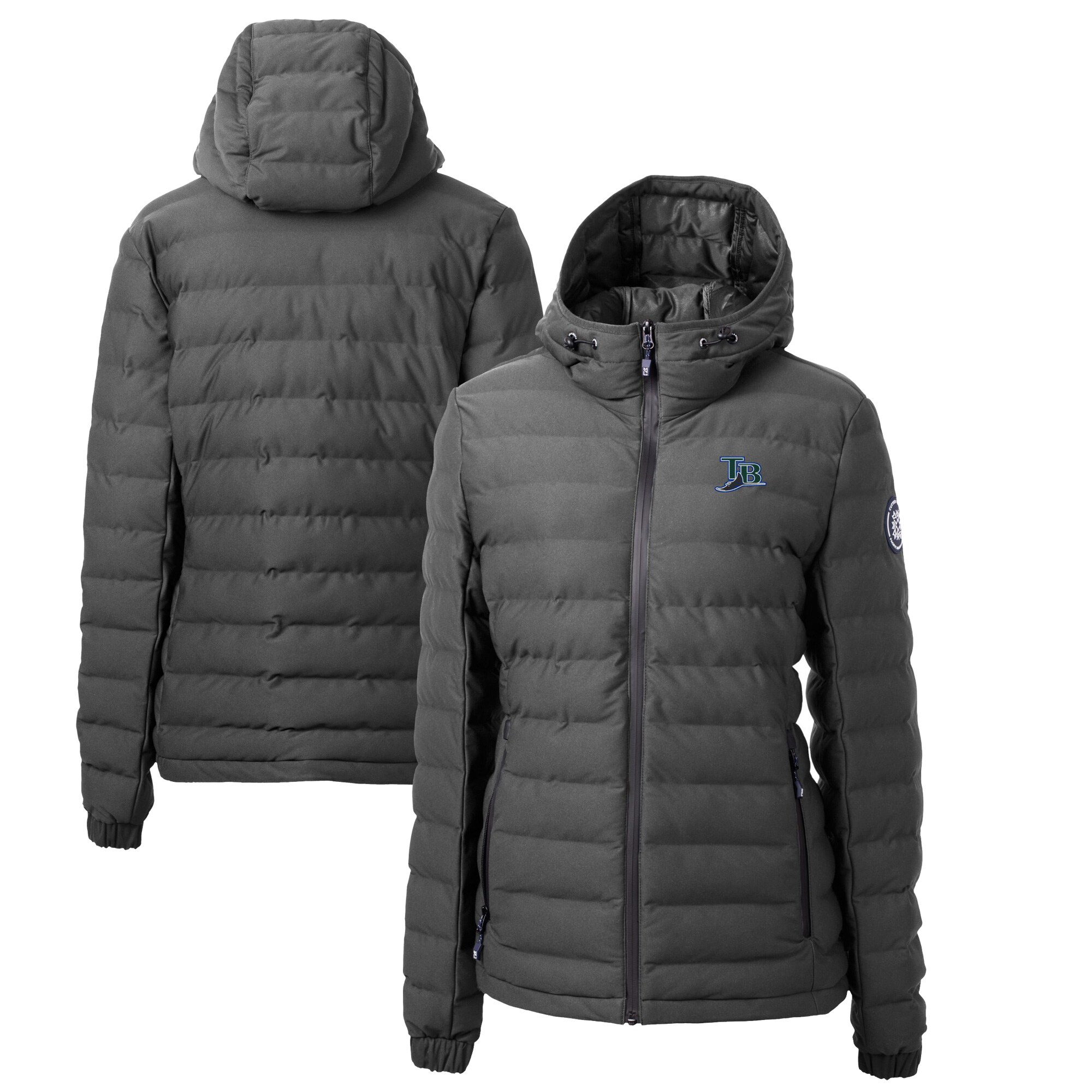 Women's Tampa Bay Rays Cutter & Buck Gray Cooperstown Collection Mission Ridge Repreve Eco Insulated Full-Zip Puffer Jacket