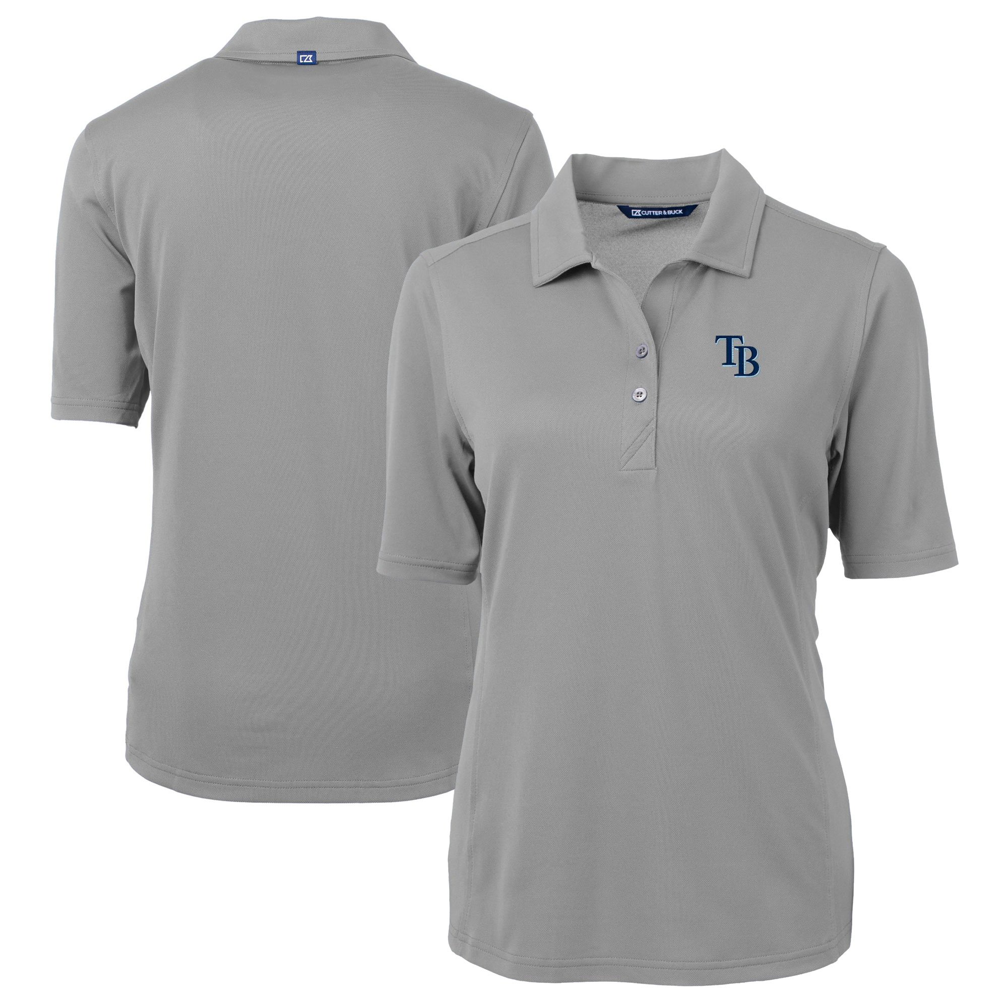 Women's Tampa Bay Rays  Cutter & Buck Gray DryTec Virtue Eco Pique Recycled Polo