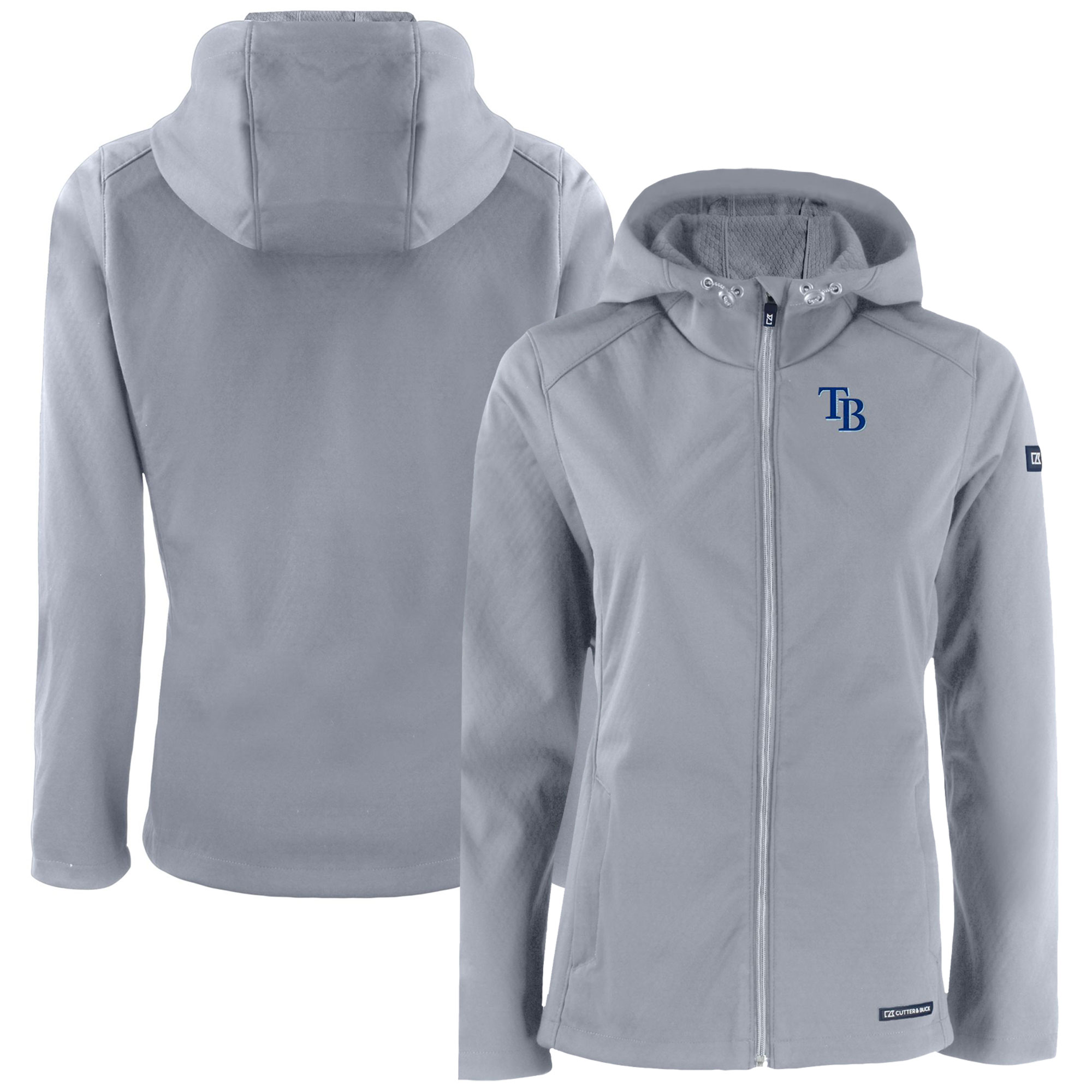 Women's Tampa Bay Rays  Cutter & Buck Gray Evoke Eco Softshell Recycled Full-Zip Jacket
