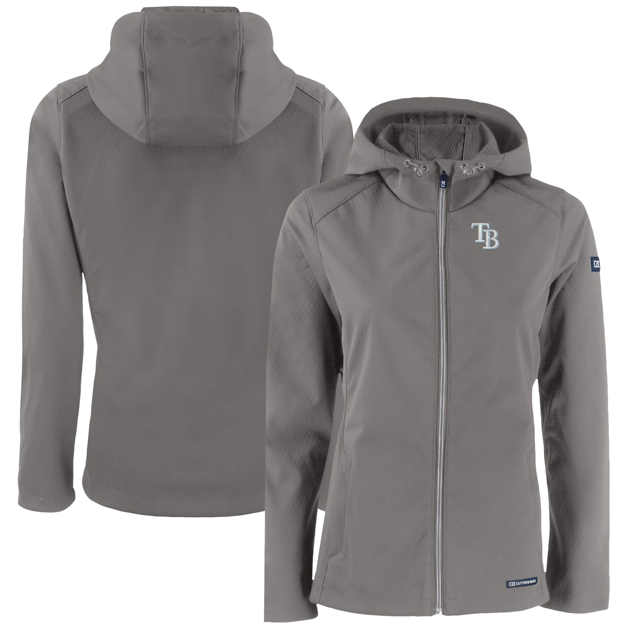 Women's Tampa Bay Rays  Cutter & Buck Gray Evoke Eco Softshell Recycled Full-Zip Jacket
