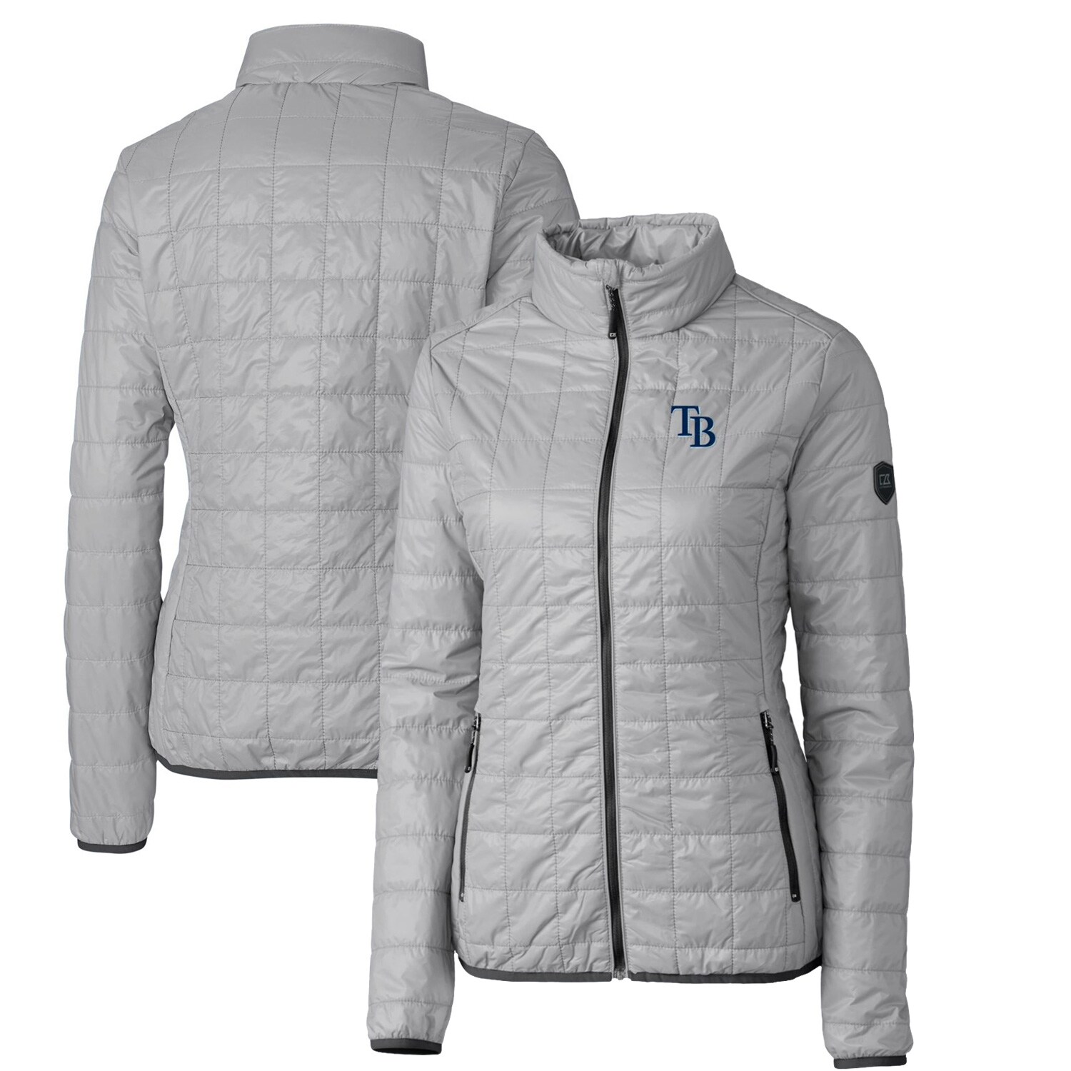 Women's Tampa Bay Rays Cutter & Buck Gray Rainier PrimaLoft Eco Full-Zip Puffer Jacket