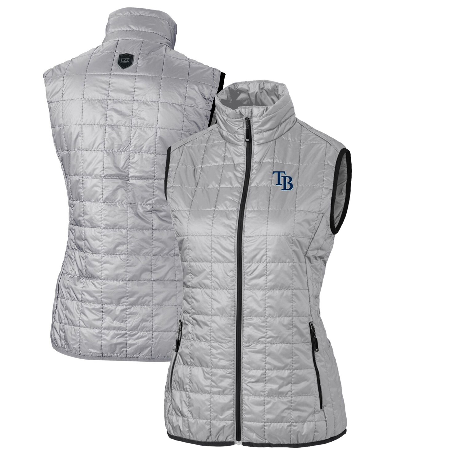 Women's Tampa Bay Rays Cutter & Buck Gray Rainier PrimaLoft Eco Full-Zip Puffer Vest