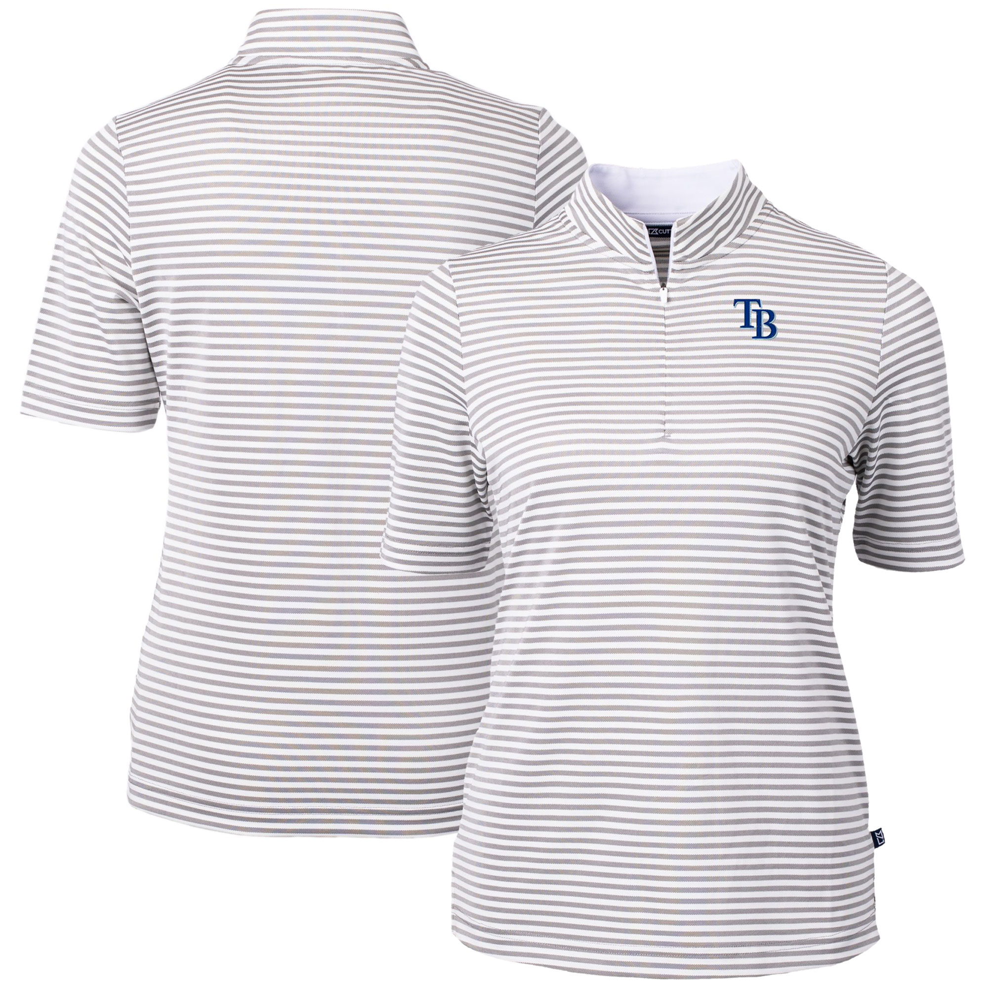 Women's Tampa Bay Rays  Cutter & Buck Gray Virtue Eco Pique Stripe Top