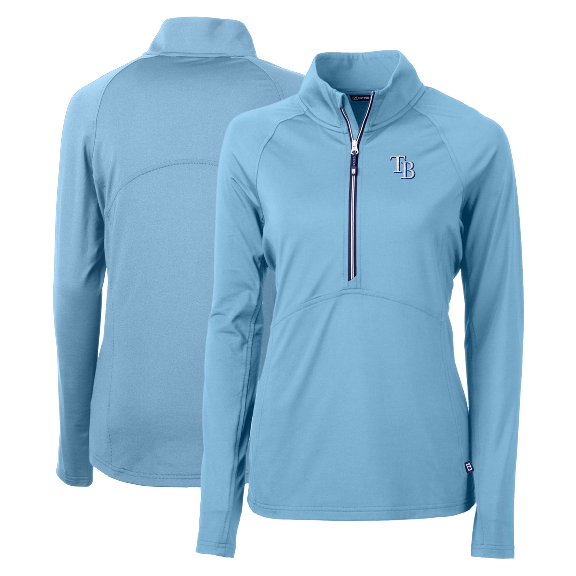Women's Tampa Bay Rays Cutter & Buck Light Blue Adapt Eco Knit Stretch Recycled Half-Zip Pullover Top