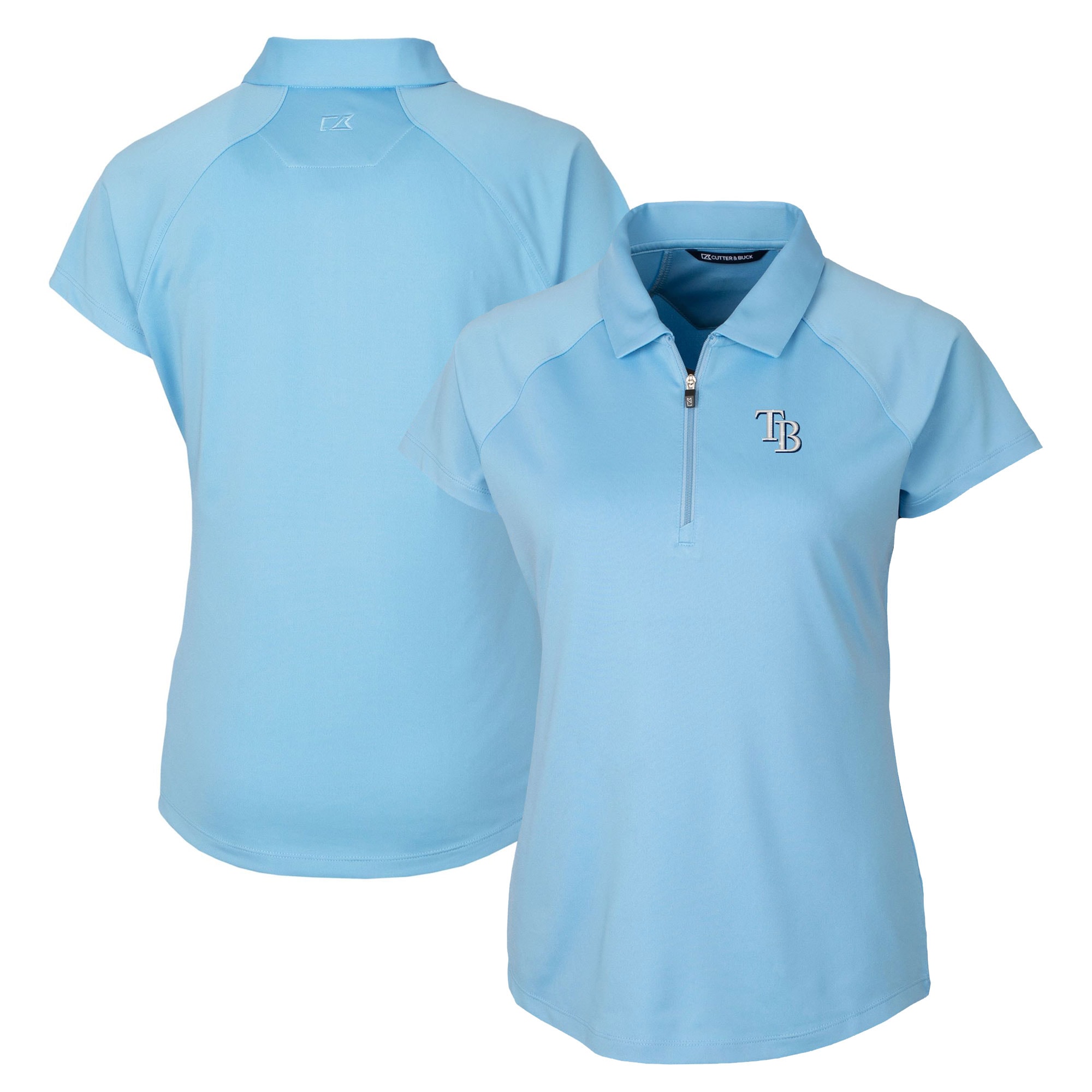 Women's Tampa Bay Rays  Cutter & Buck Light Blue DryTec Forge Stretch Polo
