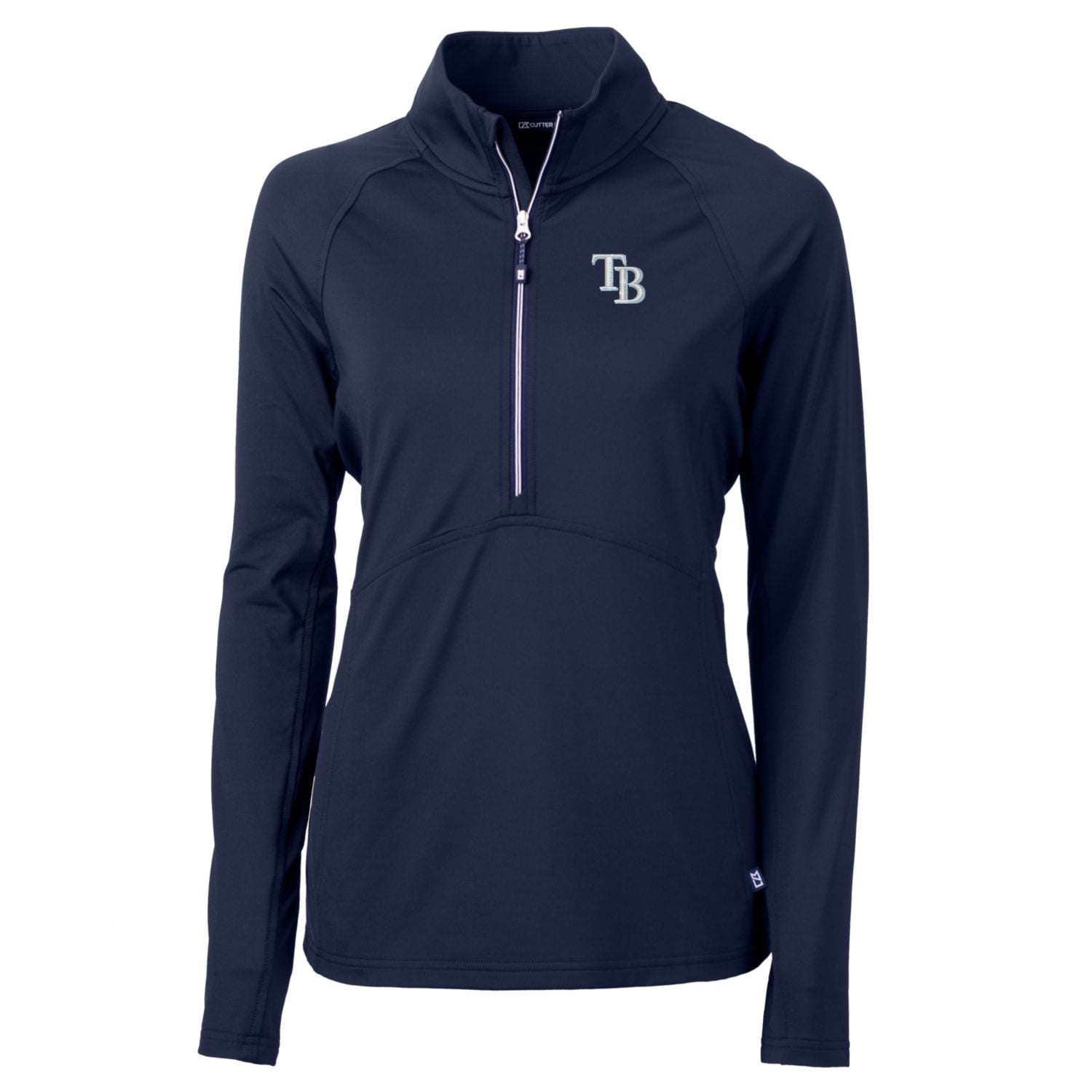 Women's Tampa Bay Rays Cutter & Buck Navy Adapt Eco Knit Stretch Half-Zip Pullover Top