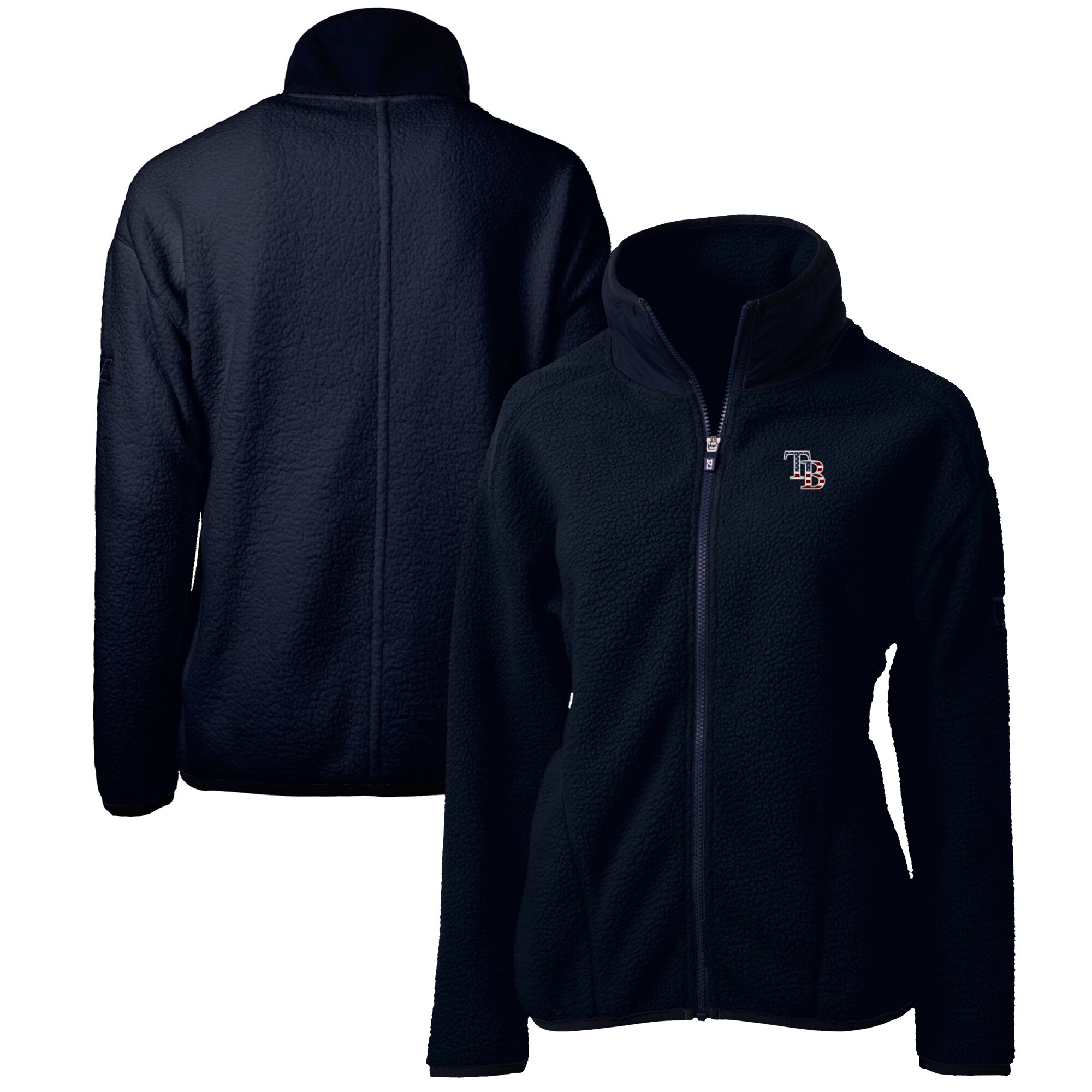 Women's Tampa Bay Rays Cutter & Buck Navy Americana Logo Cascade Eco Sherpa Full-Zip Fleece Jacket