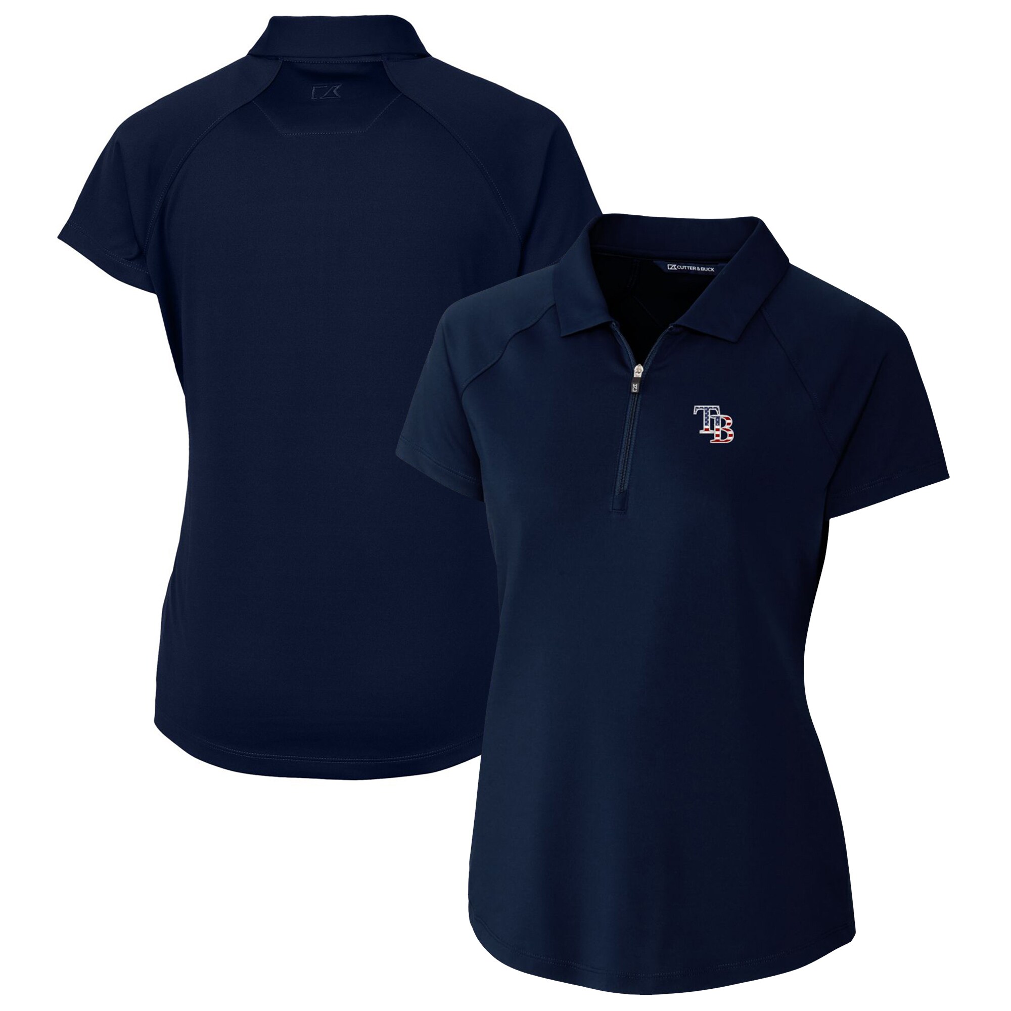 Women's Tampa Bay Rays Cutter & Buck Navy Americana Logo DryTec Forge Stretch Polo