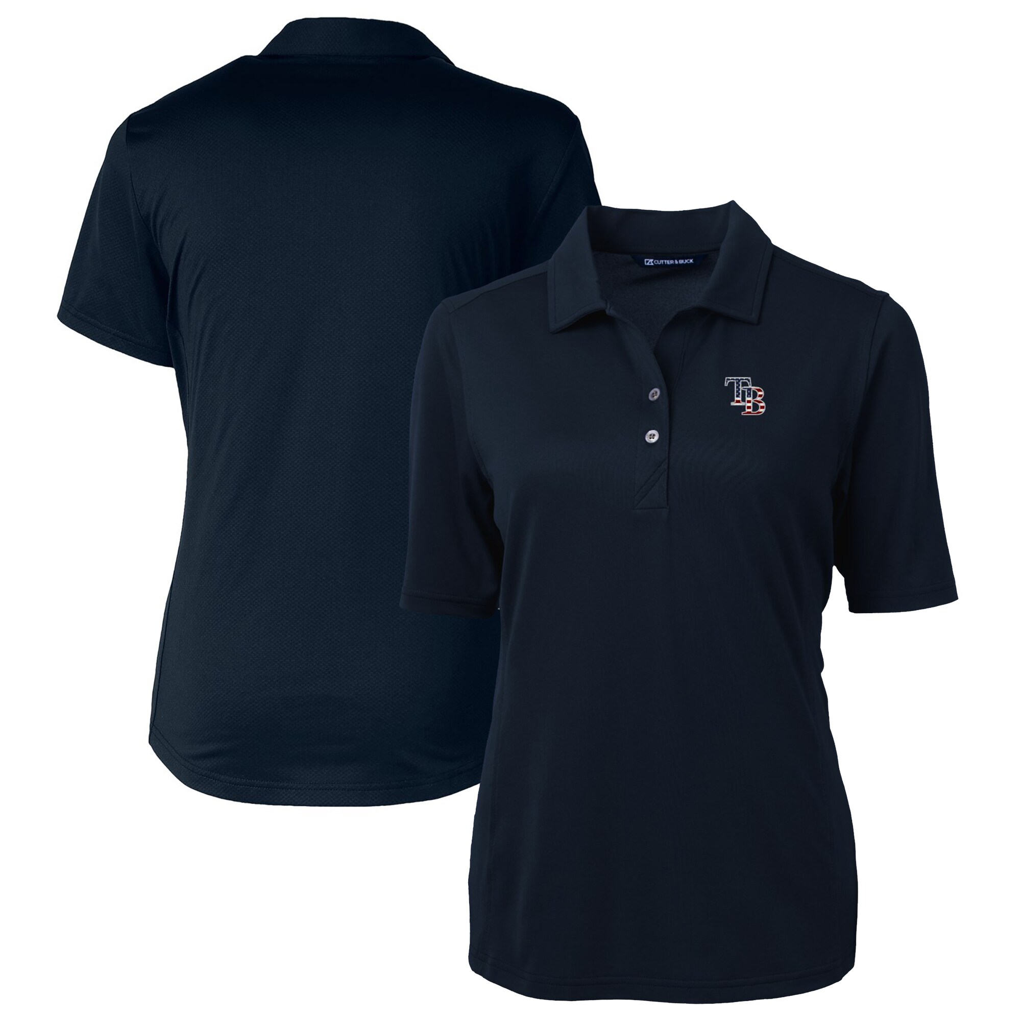 Women's Tampa Bay Rays Cutter & Buck Navy Americana Logo DryTec Virtue Eco Pique Recycled Polo