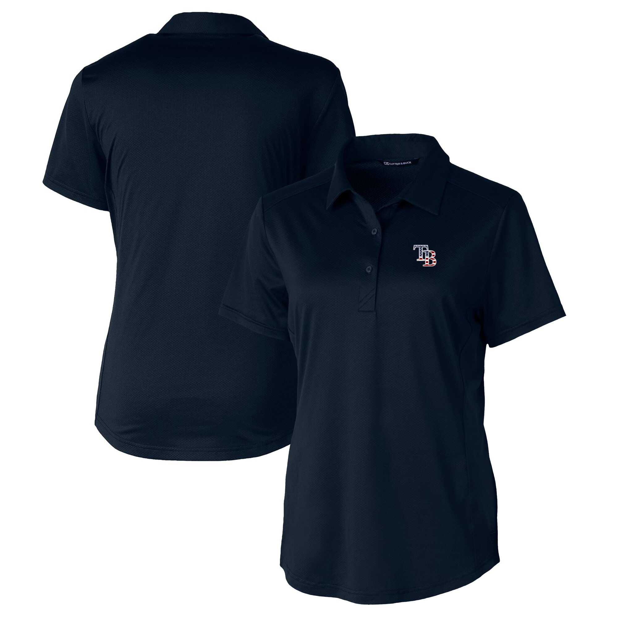 Women's Tampa Bay Rays Cutter & Buck Navy Americana Logo Prospect DryTec Textured Stretch Polo