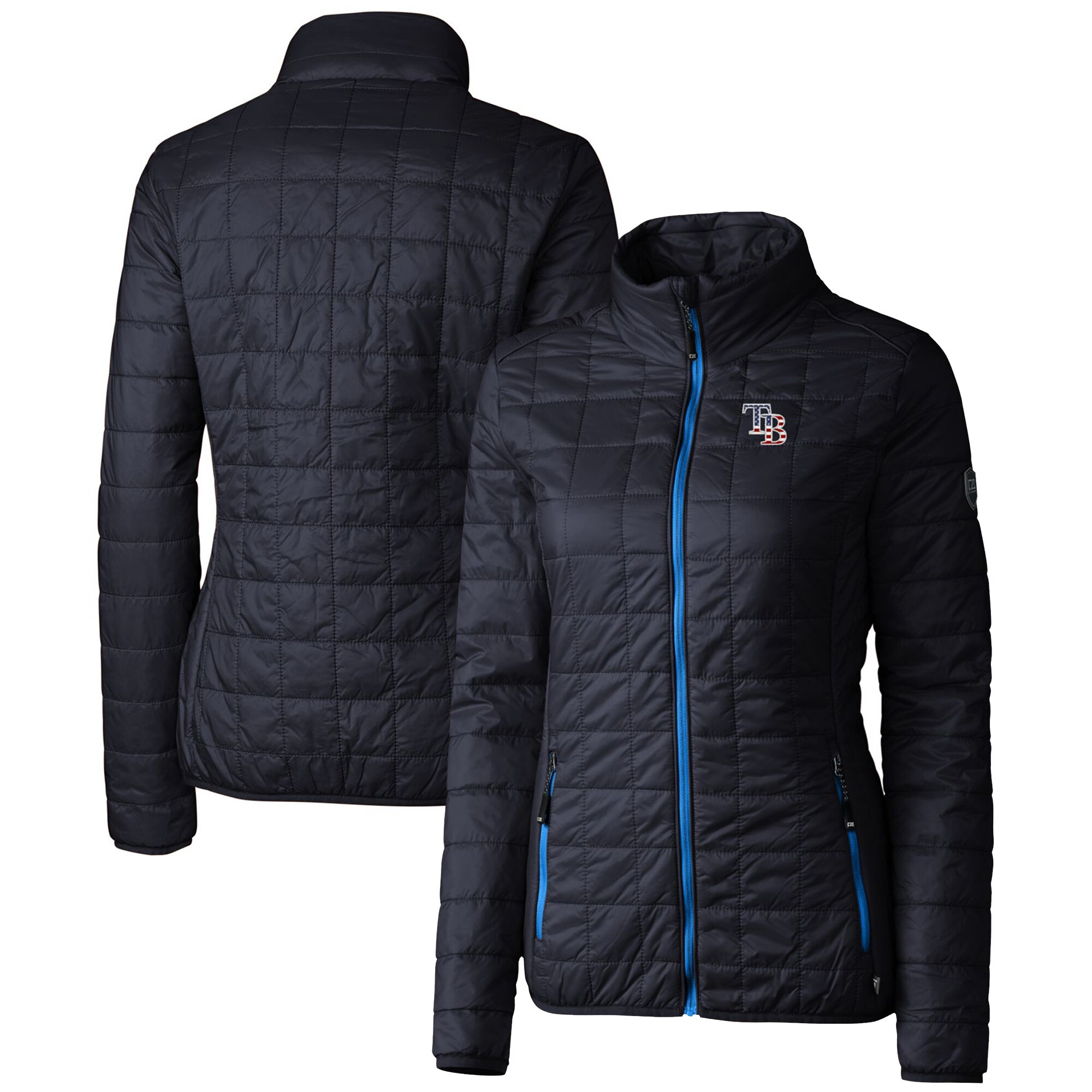 Women's Tampa Bay Rays Cutter & Buck Navy Americana Logo Rainier PrimaLoft Eco Insulated Full-Zip Puffer Jacket