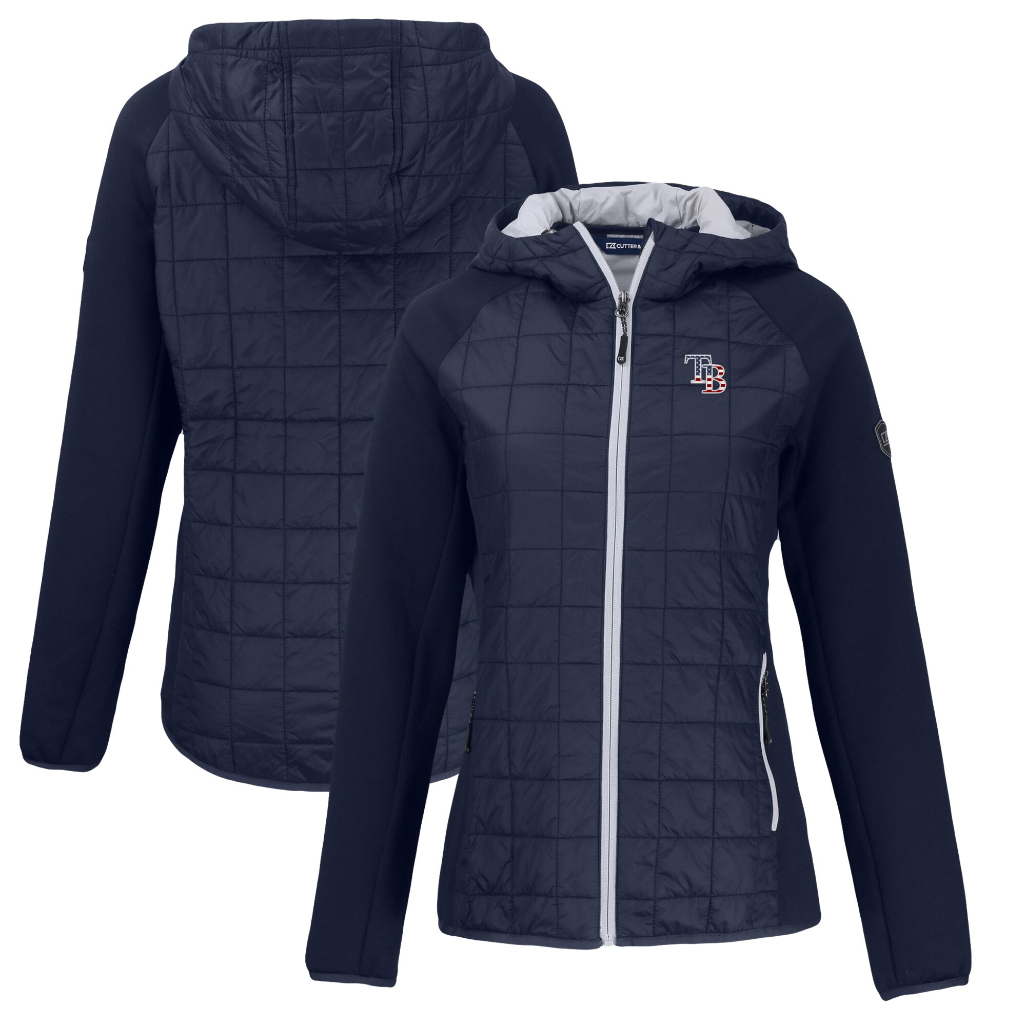 Women's Tampa Bay Rays Cutter & Buck Navy Americana Rainier Primaloft Eco Raglan Full-Zip Hybrid Jacket