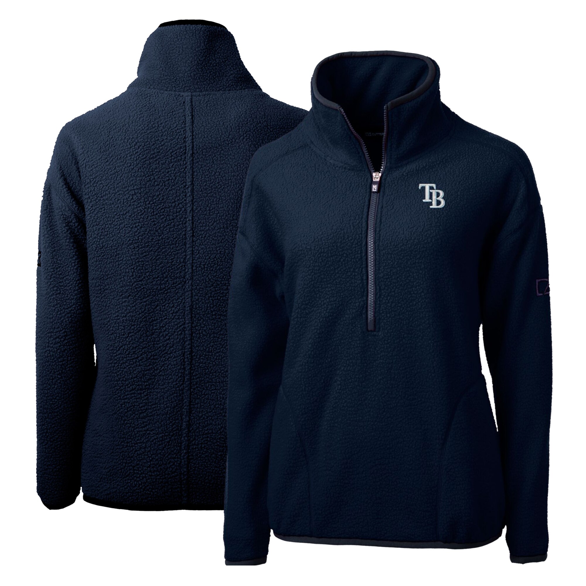 Women's Tampa Bay Rays Cutter & Buck Navy Cascade Eco Sherpa Fleece Quarter-Zip Pullover Jacket
